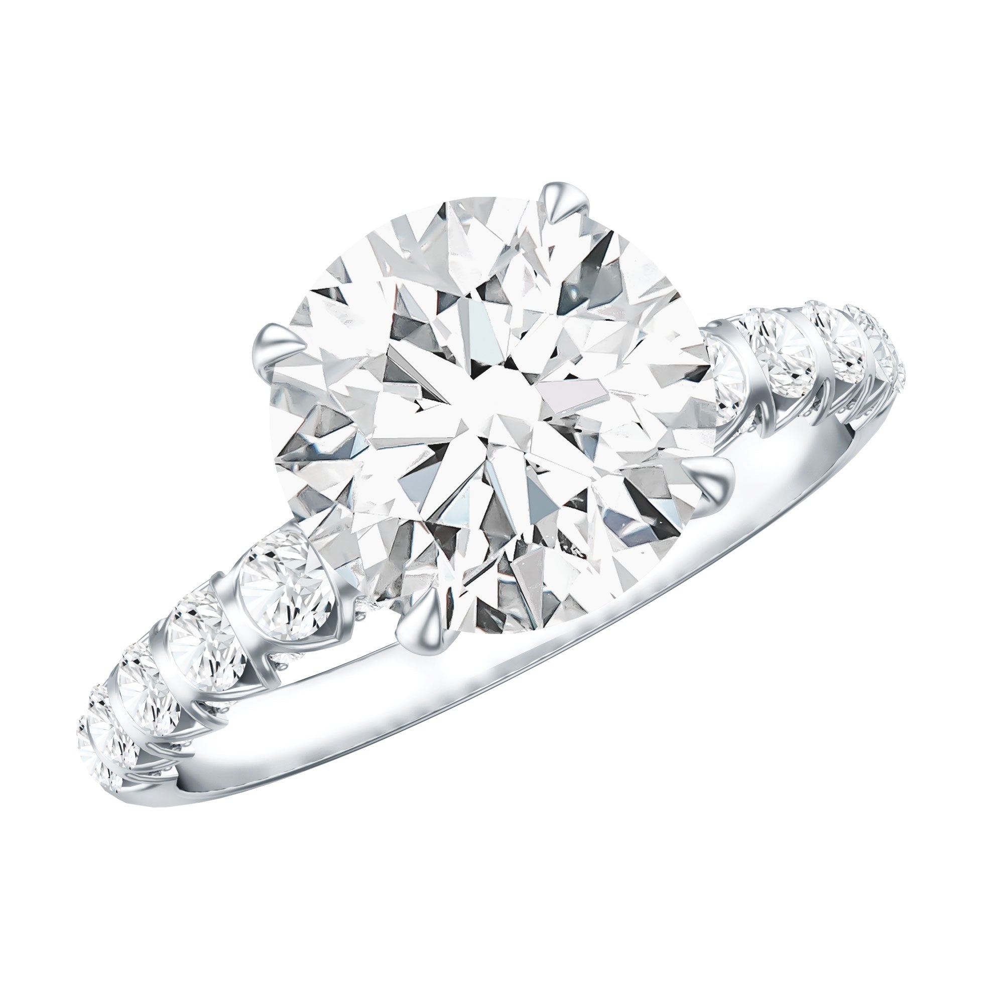 Round Cut 3 Carat Lab Grown Diamond Engagement Ring with IGI Certificate