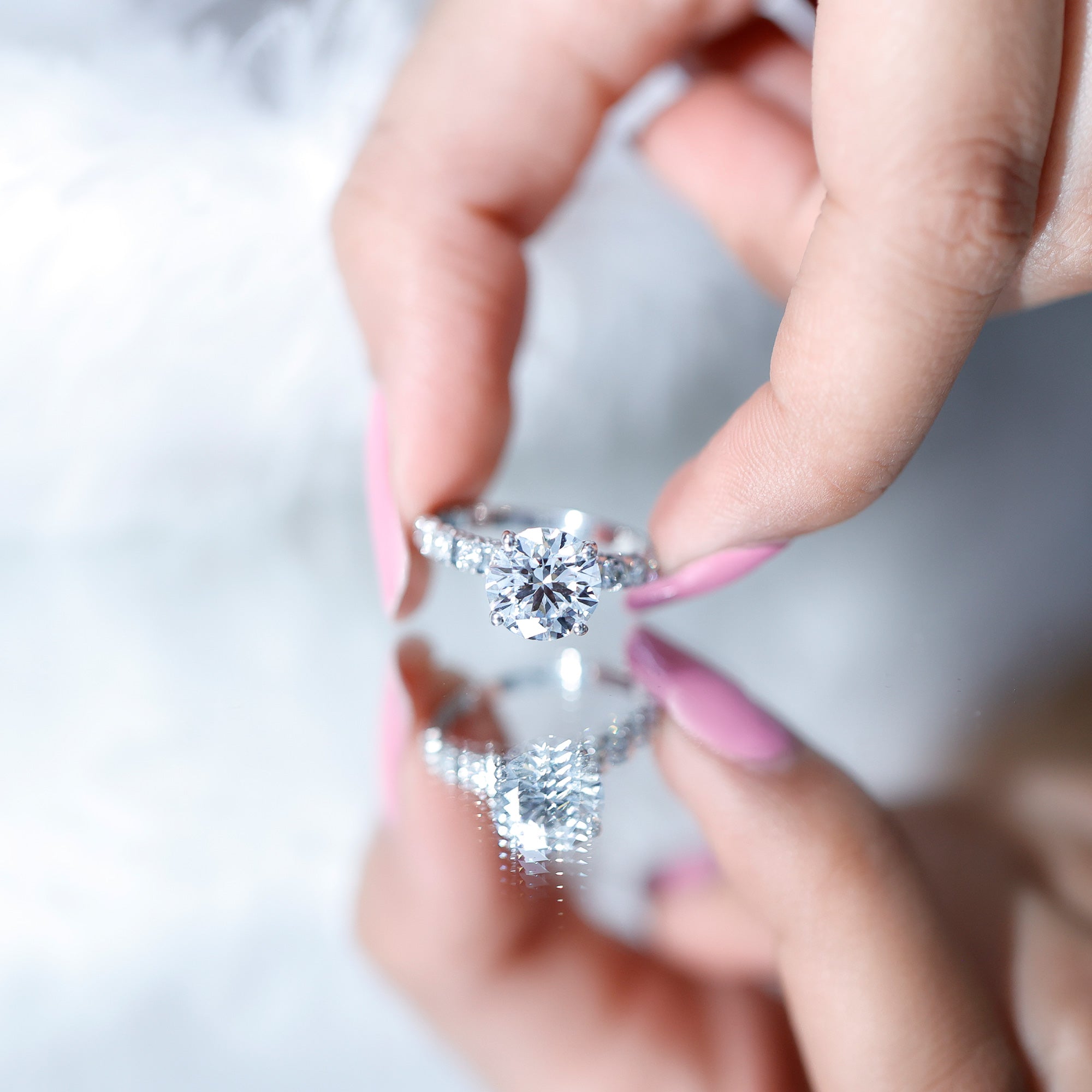 Round Cut 3 Carat Lab Grown Diamond Engagement Ring with IGI Certificate