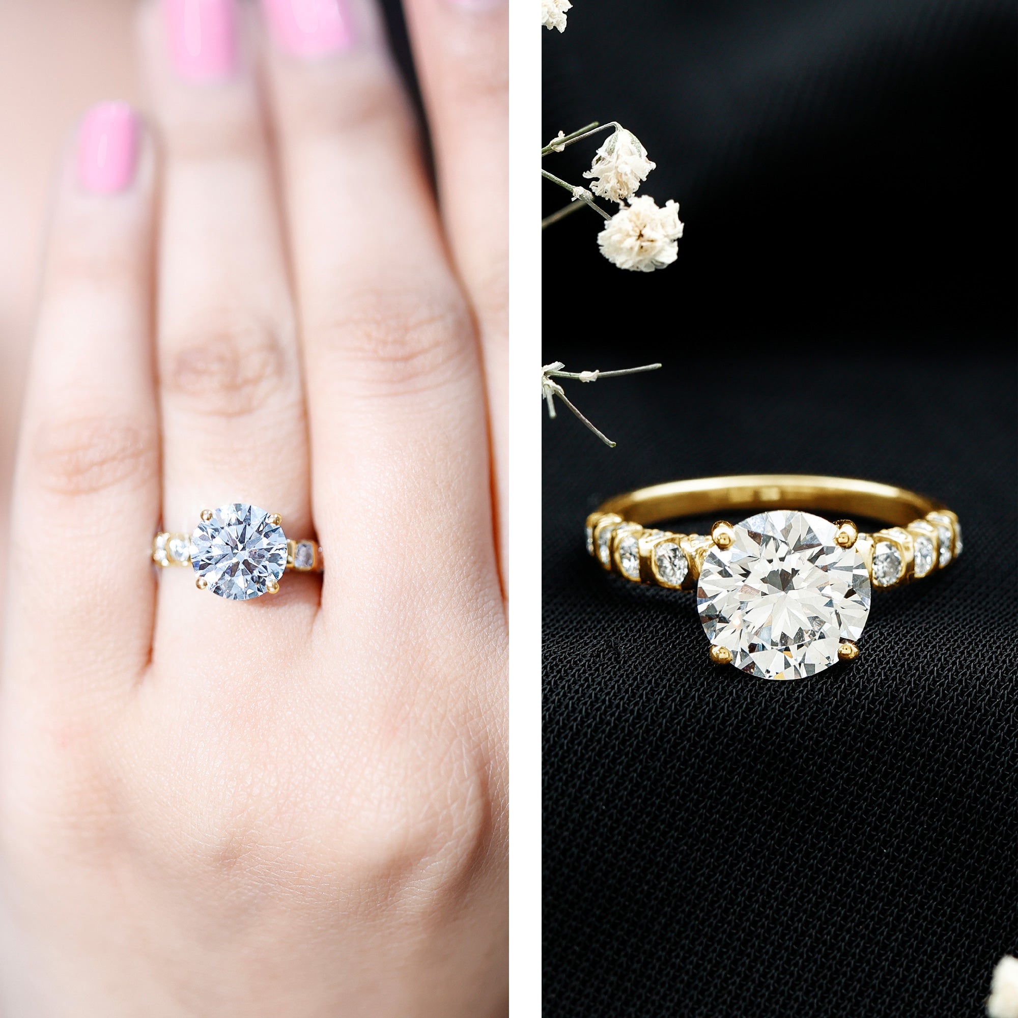 Round Cut 3 Carat Lab Grown Diamond Engagement Ring with IGI Certificate