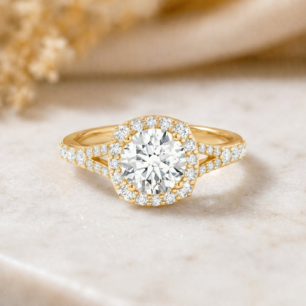 IGI Certified 1 Carat Lab Grown Diamond Halo Engagement Ring for Women