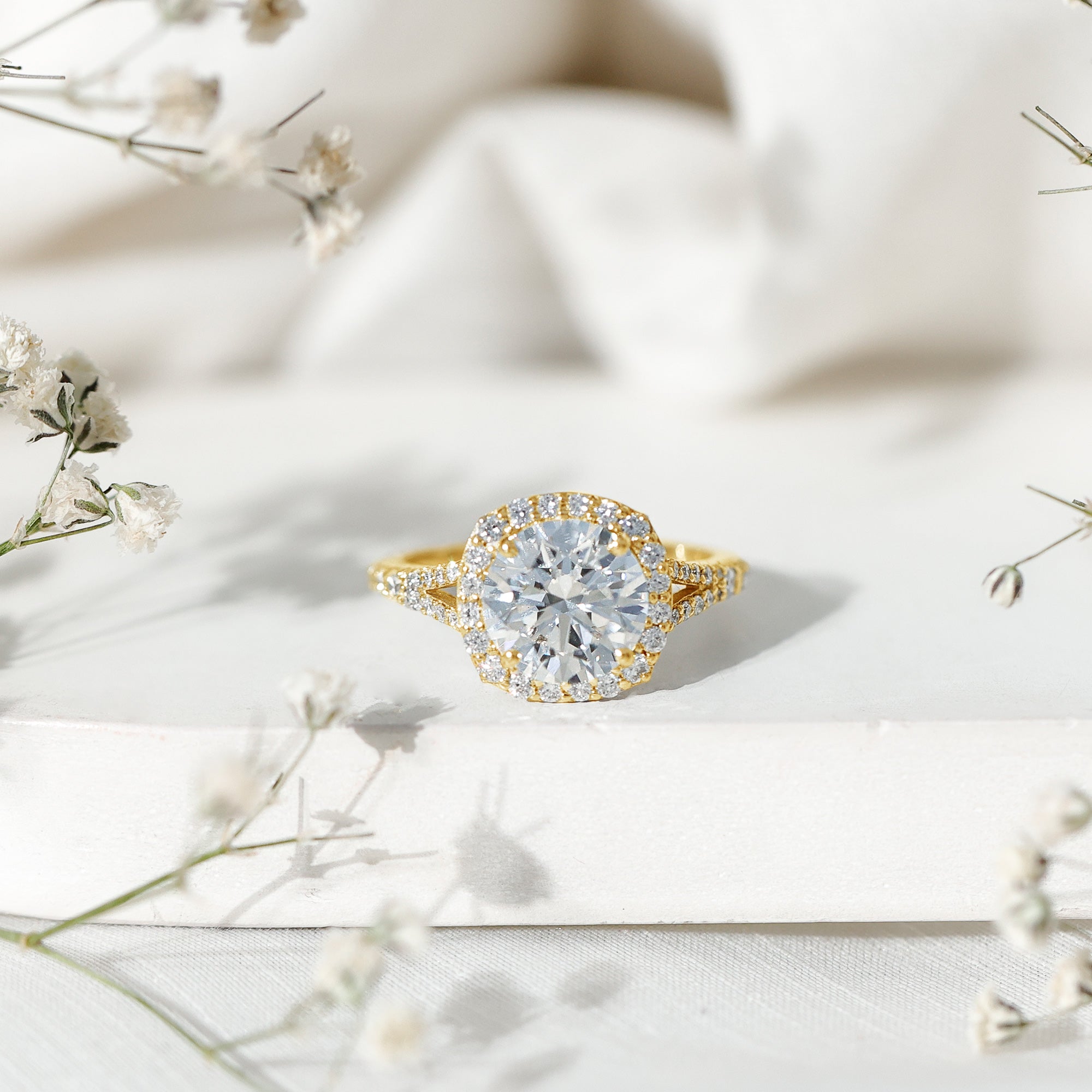 3 Carat Lab Grown Diamond Split Shank Engagement Ring with IGI Certificate