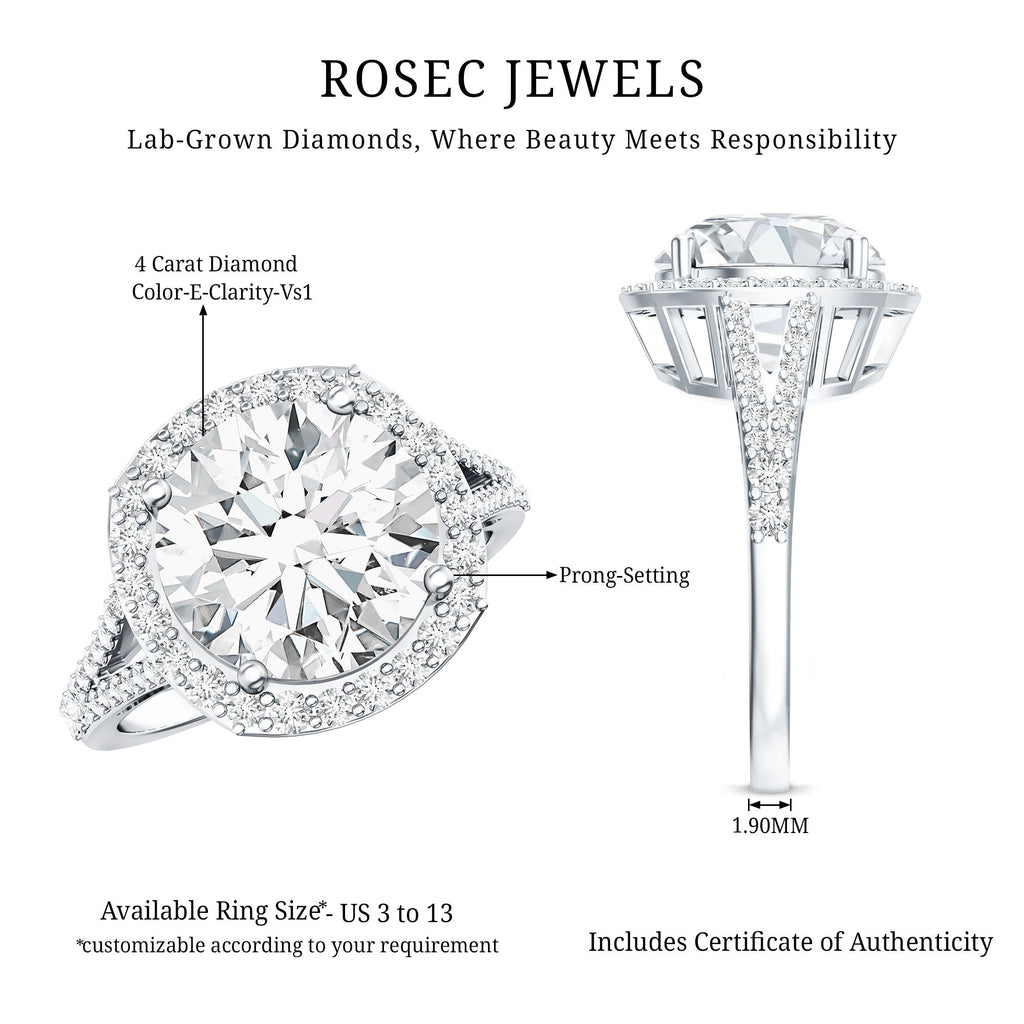 IGI Certified Lab Grown Diamond Statement Engagement Ring with Split Shank