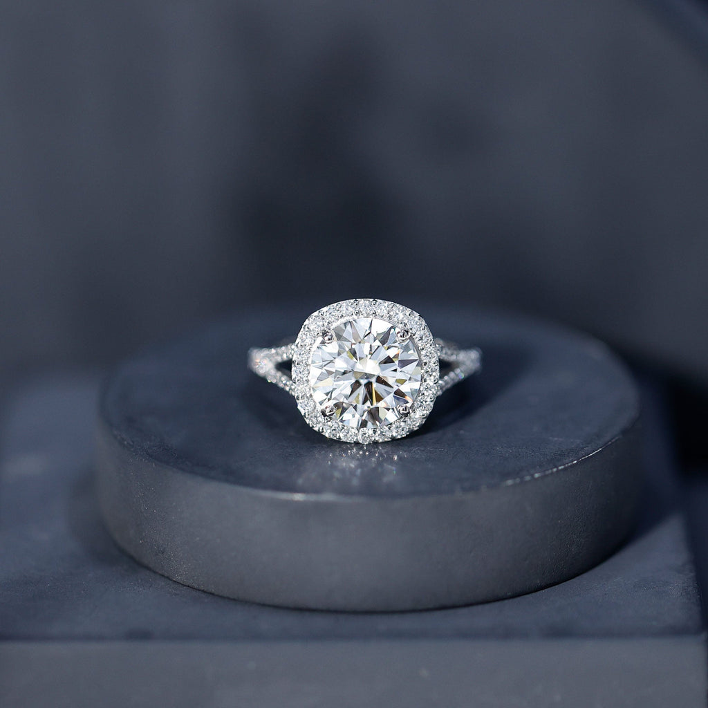 IGI Certified Lab Grown Diamond Statement Engagement Ring with Split Shank