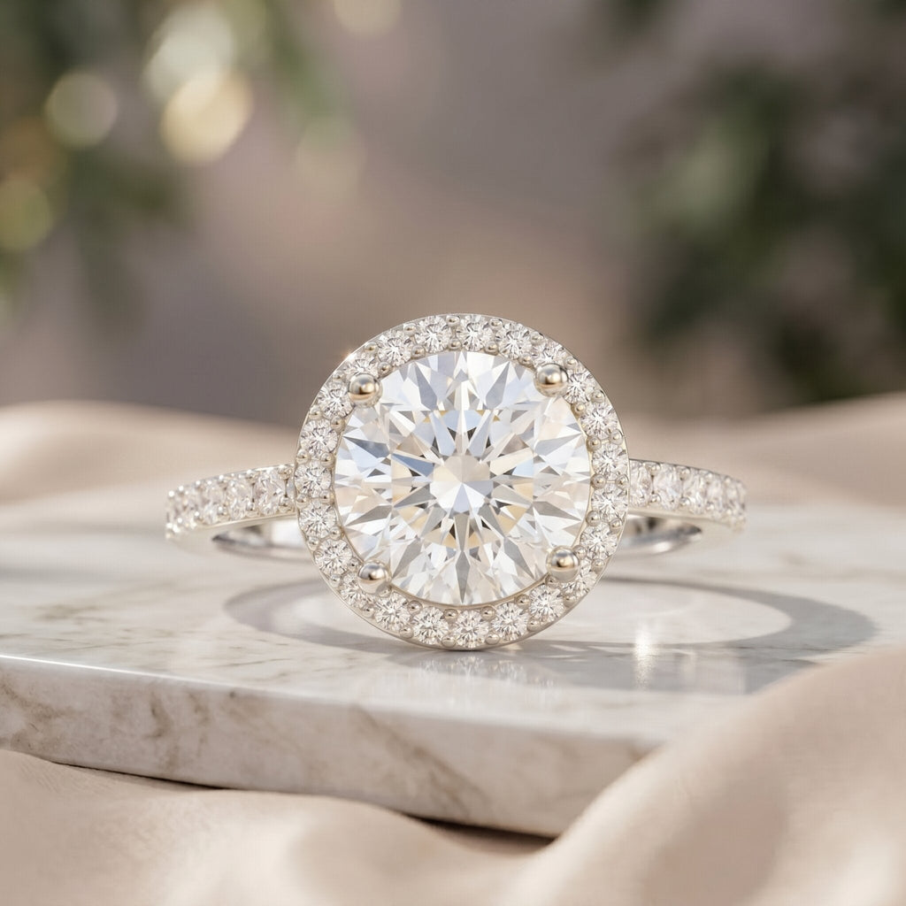 2 Carat Lab Grown Diamond Halo Engagement Ring with IGI Certificate