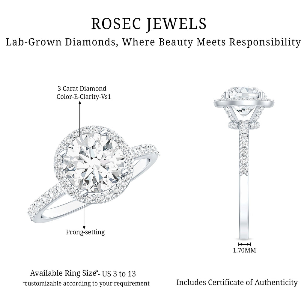 3 Carat IGI Certified Lab Grown Diamond Engagement Ring