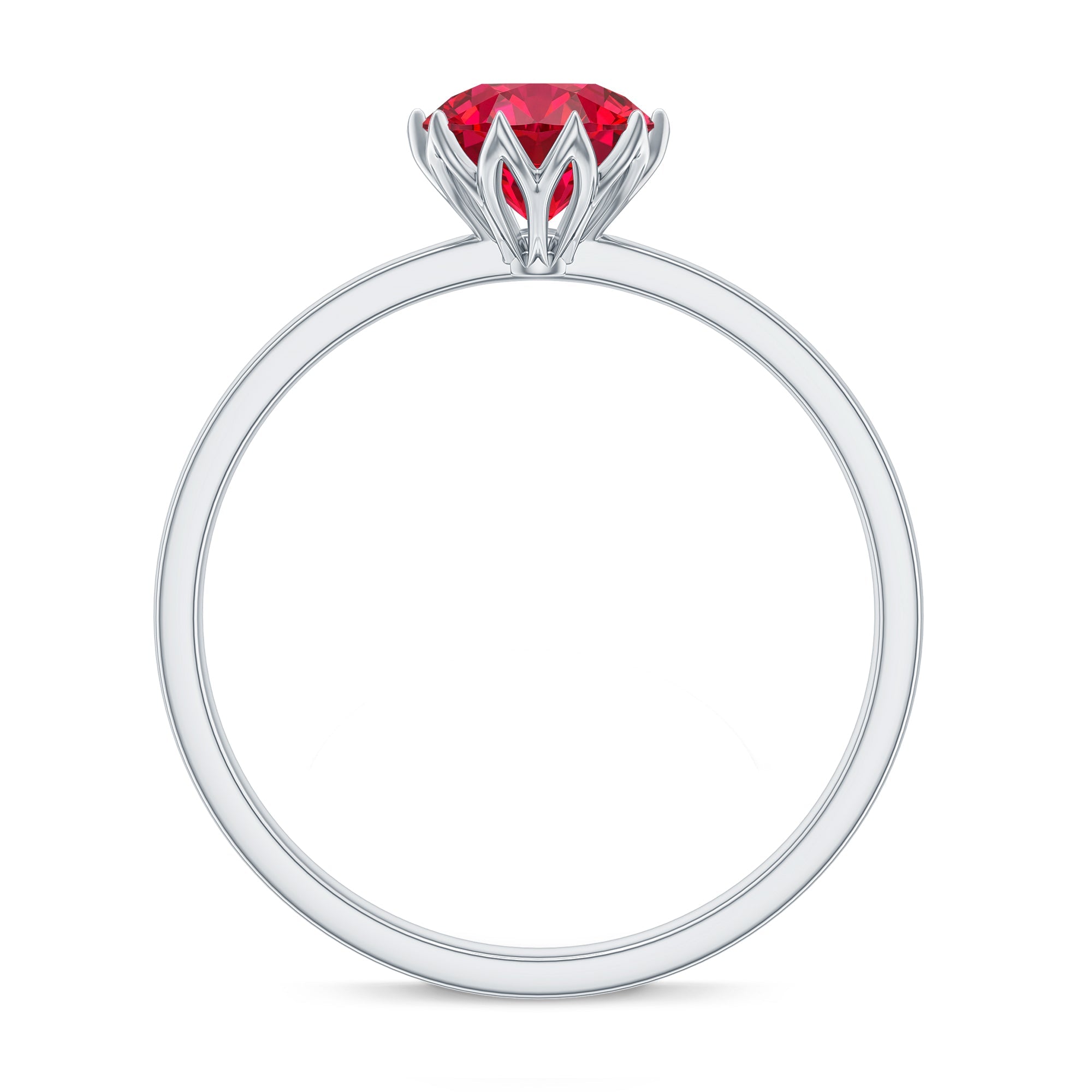 Certified 1.3 Carat Lab Grown Ruby Engagement Ring in Lotus Basket Setting