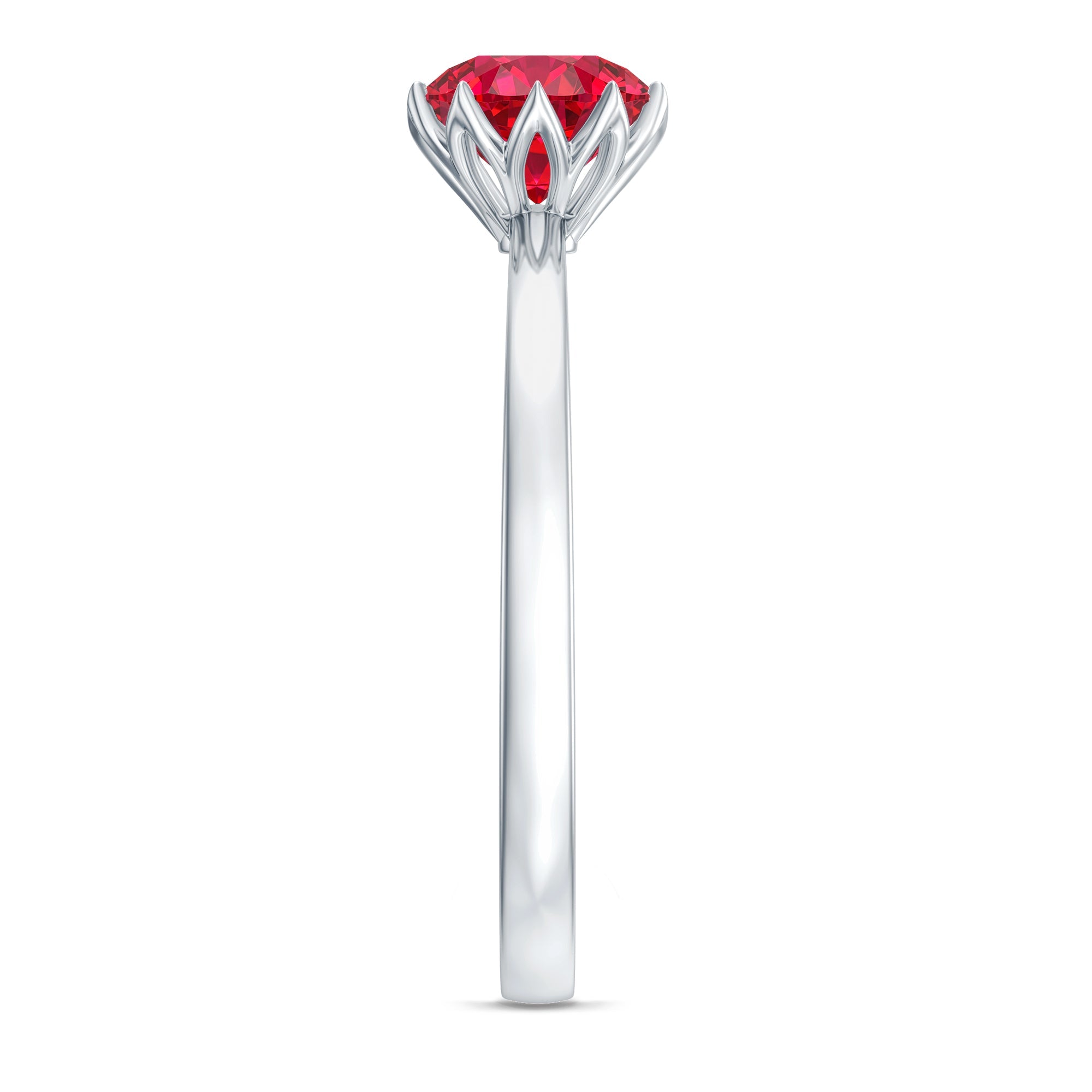 Certified 1.3 Carat Lab Grown Ruby Engagement Ring in Lotus Basket Setting