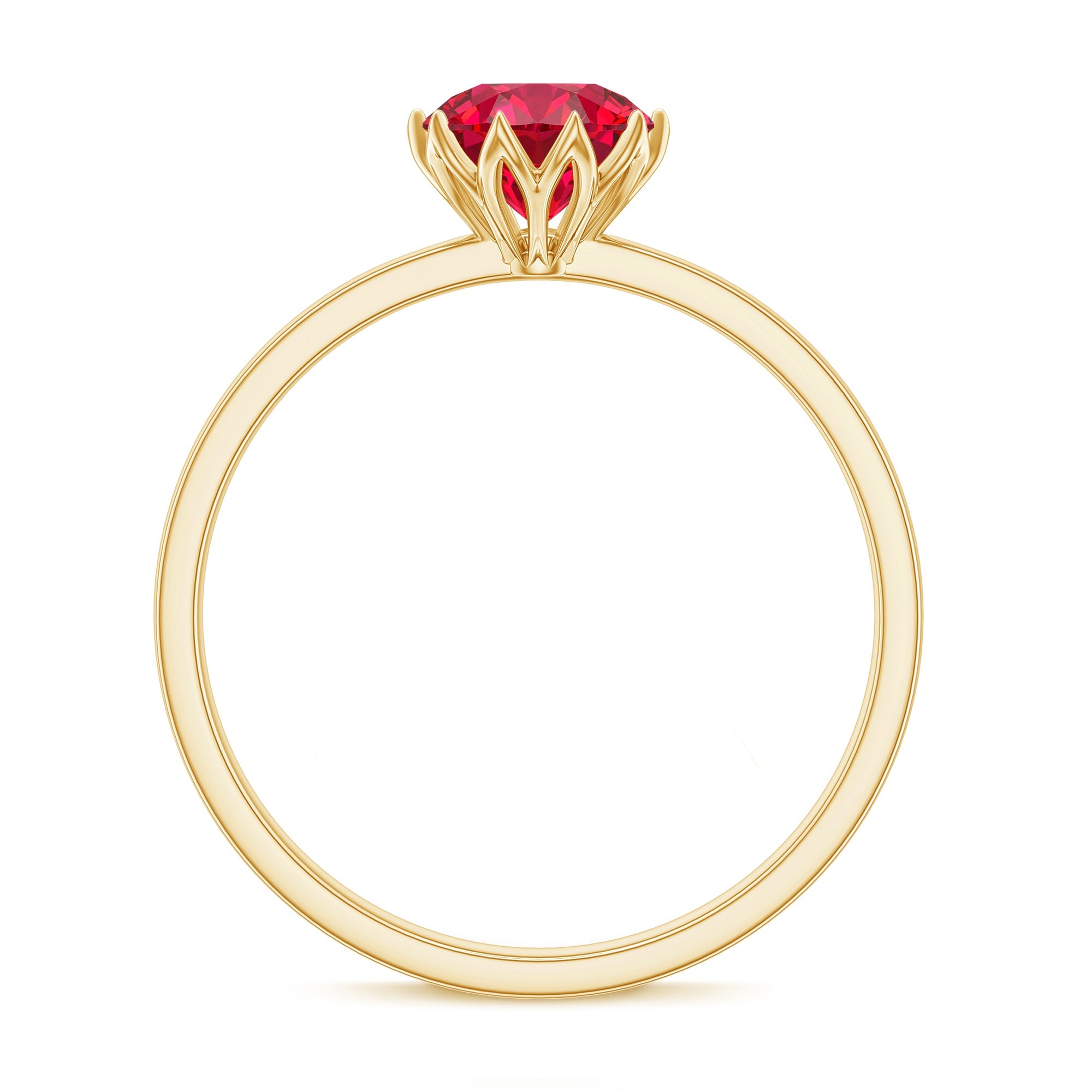 Certified 1.3 Carat Lab Grown Ruby Engagement Ring in Lotus Basket Setting
