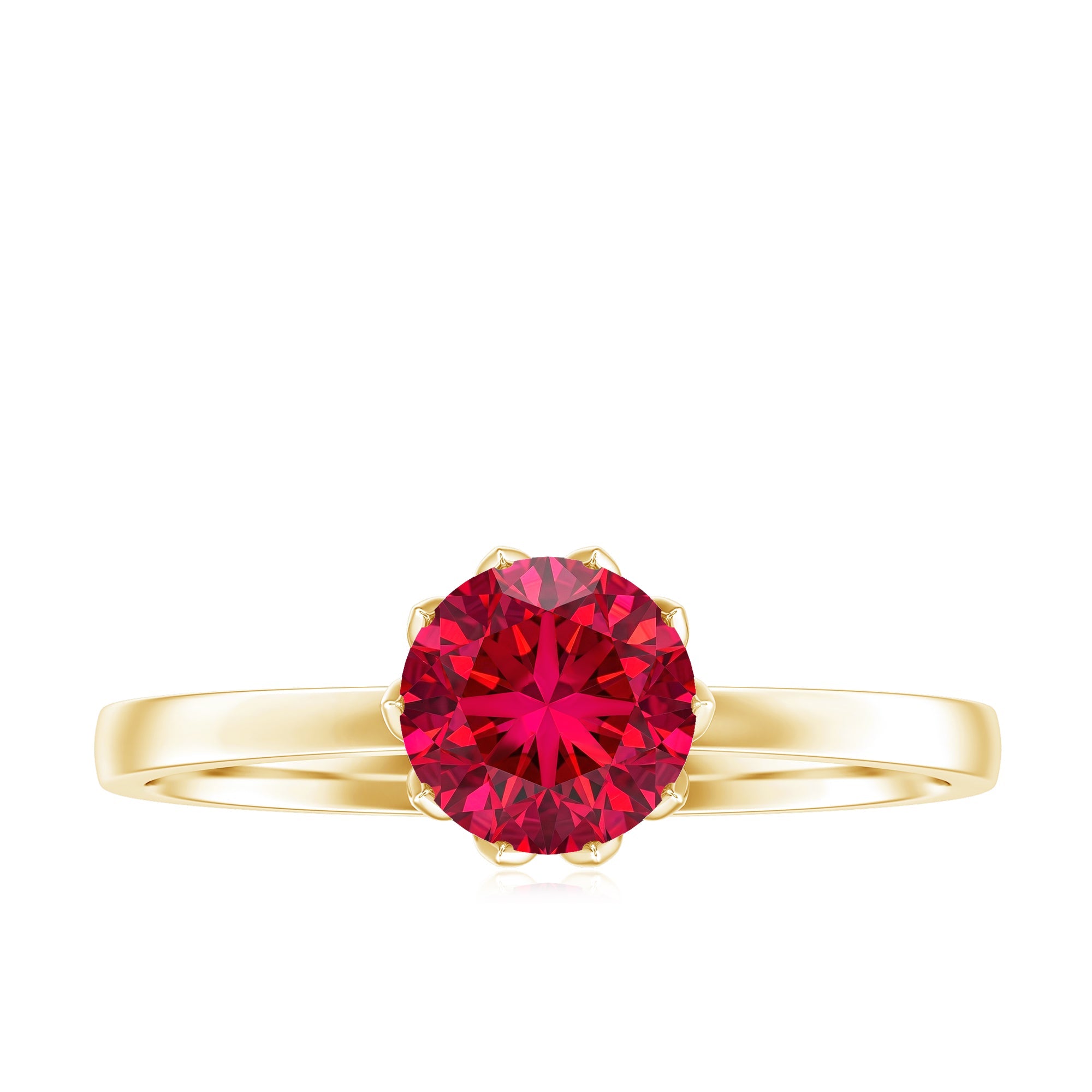 Certified 1.3 Carat Lab Grown Ruby Engagement Ring in Lotus Basket Setting