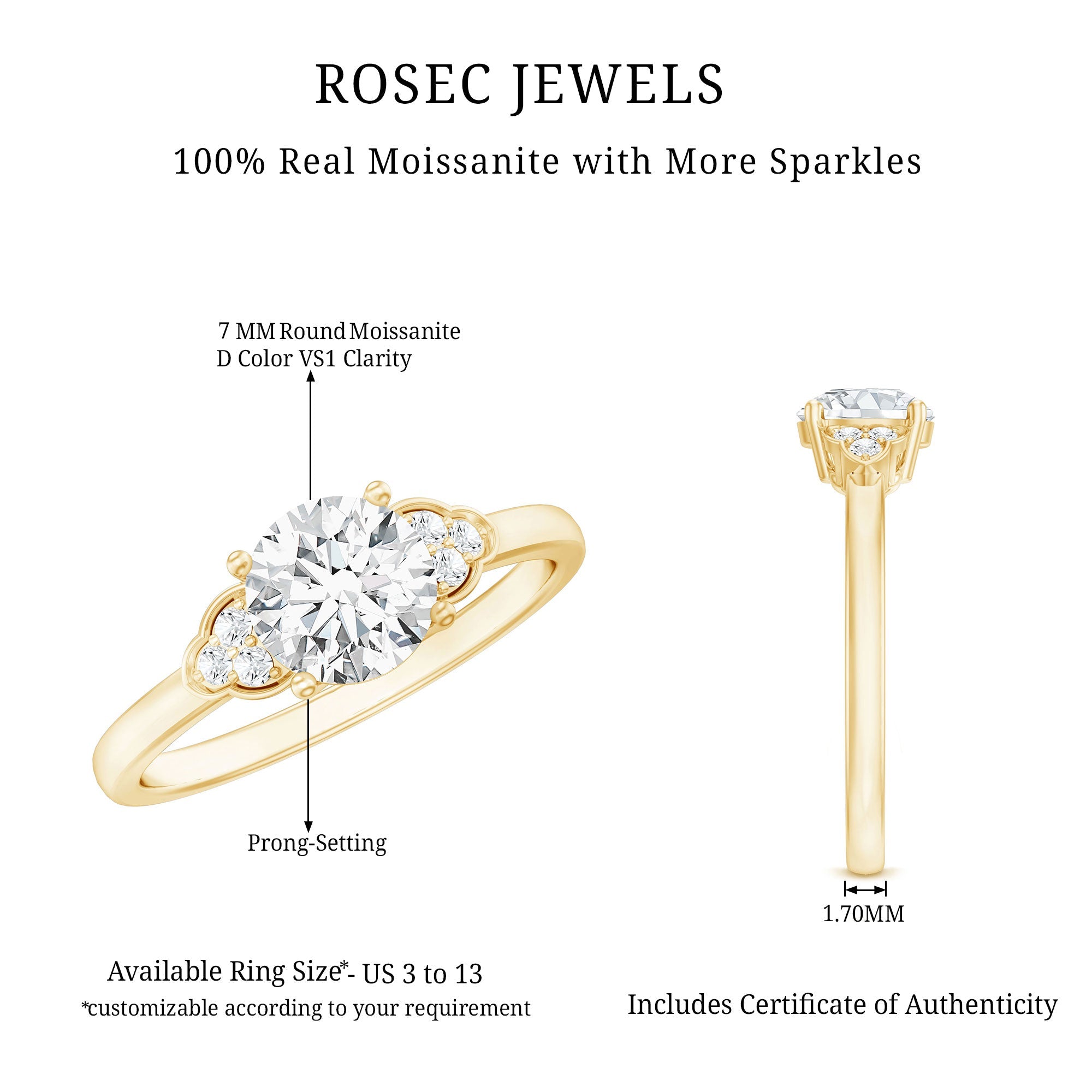 Prong Set Moissanite Classic Engagement Ring For Her