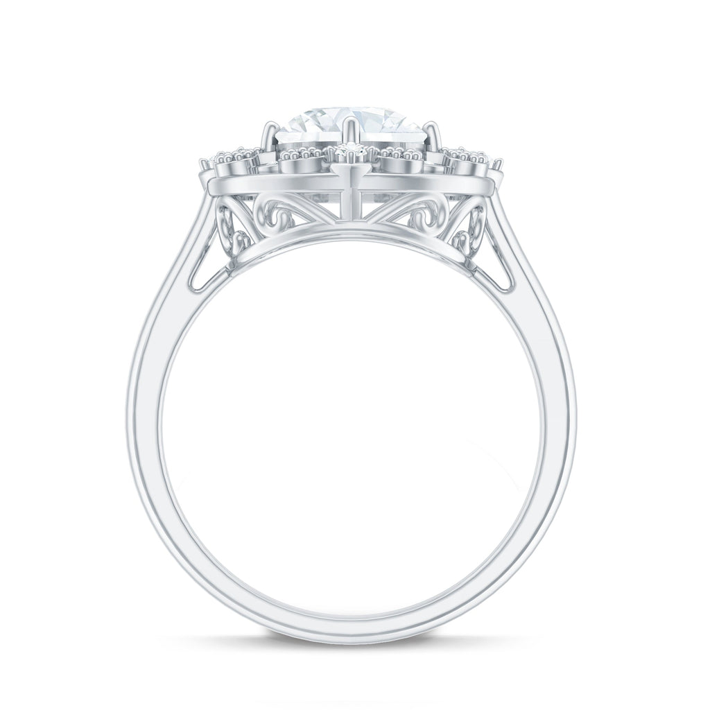 Moissanite Vintage Looking Engagement Ring with Certificate