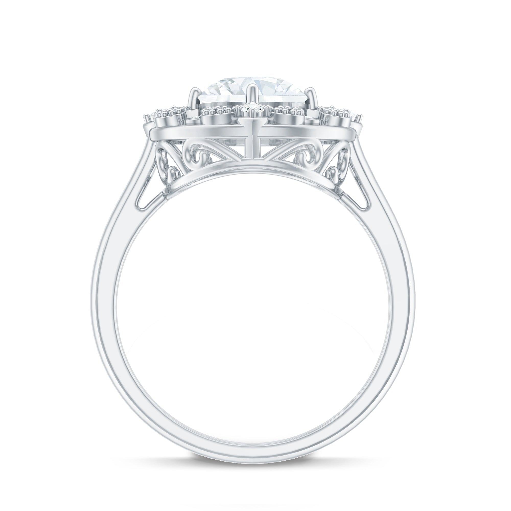 Moissanite Vintage Looking Engagement Ring with Certificate
