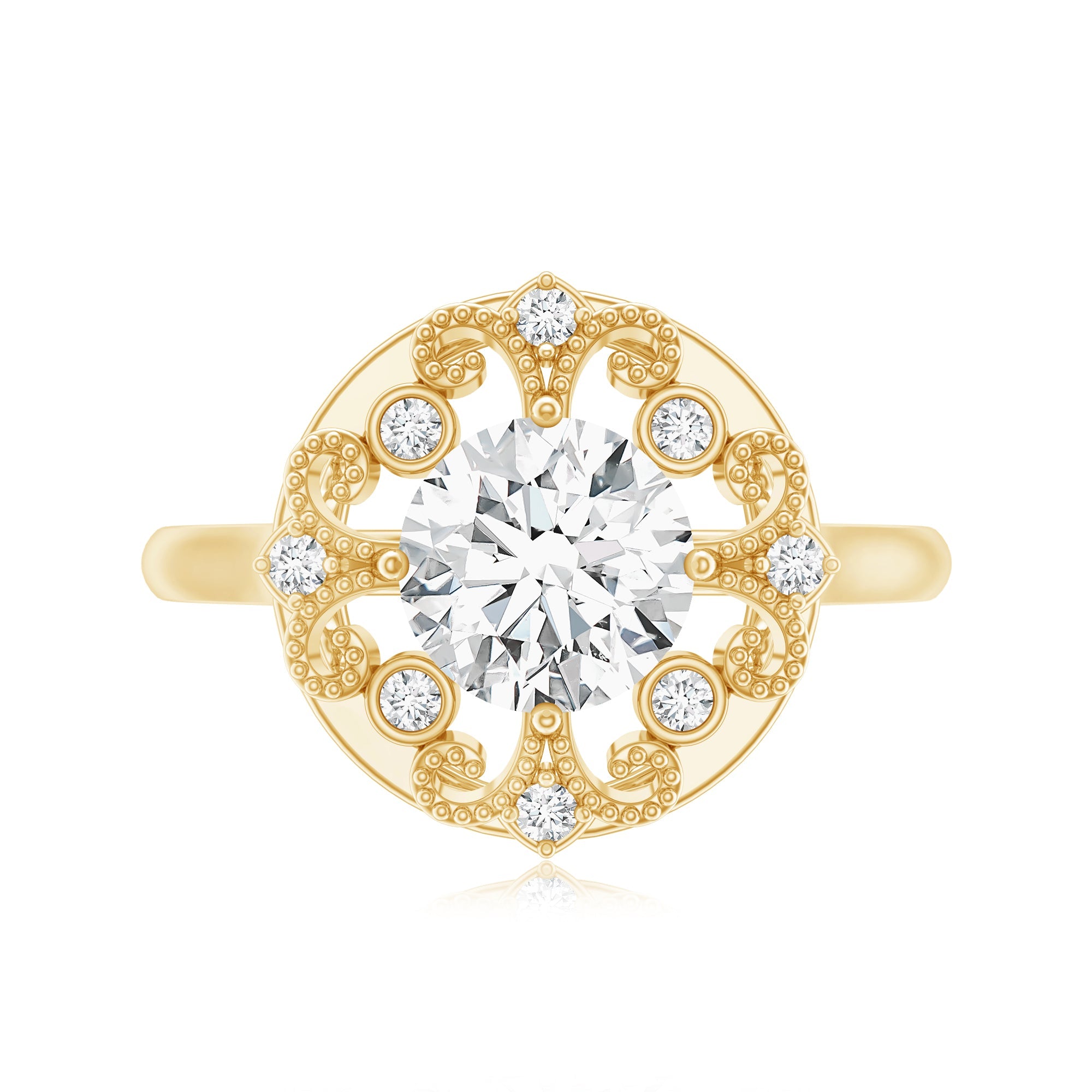 Moissanite Vintage Looking Engagement Ring with Certificate