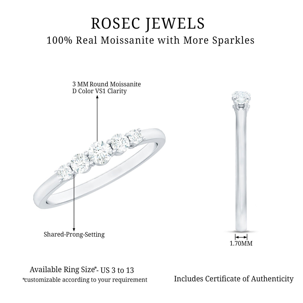 Round Cut Moissanite Five Stone Promise Ring