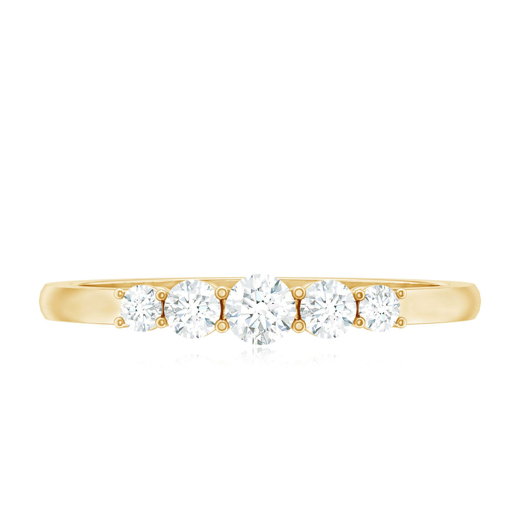 Round Cut Moissanite Five Stone Promise Ring