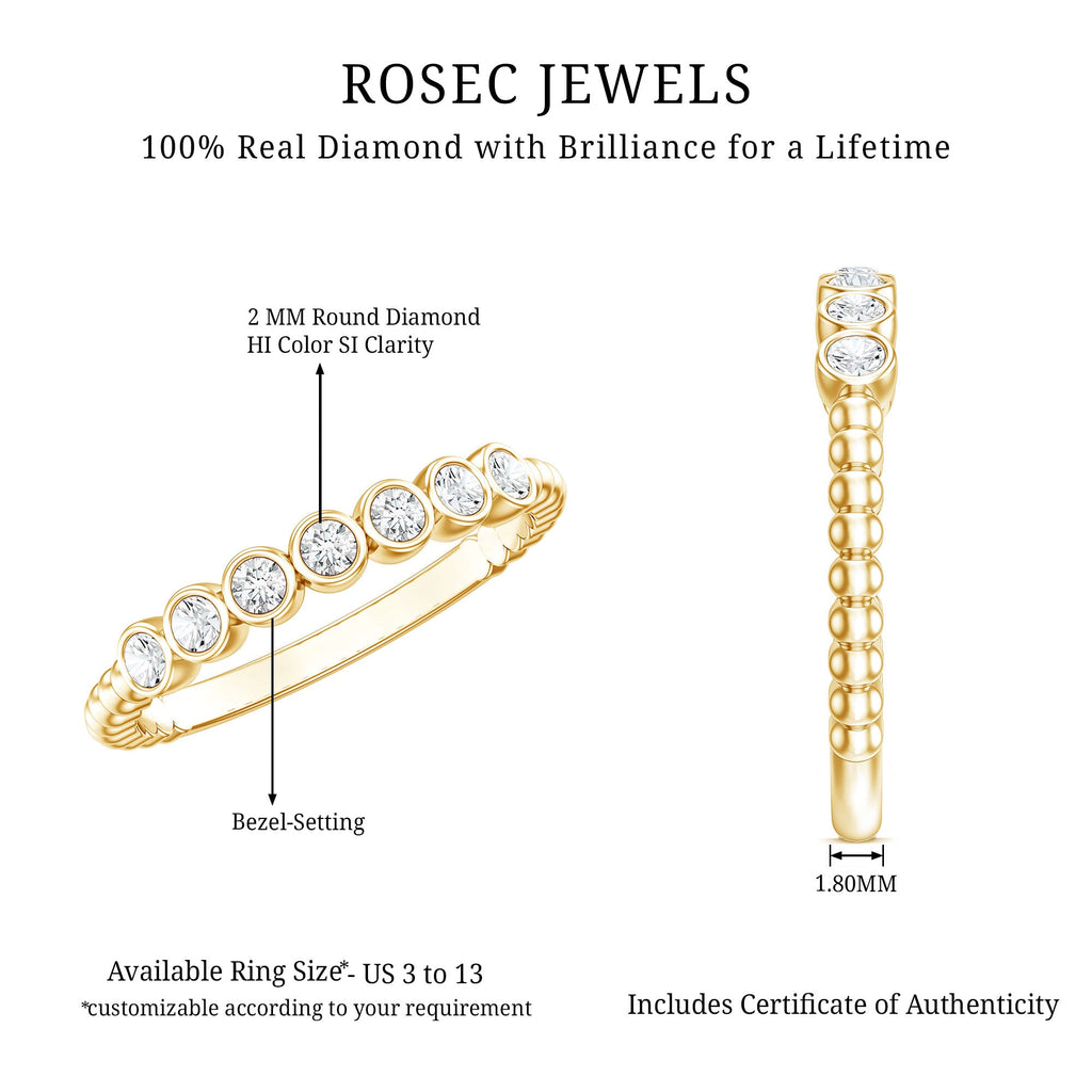 Bezel Set Round Diamond Half Eternity Ring