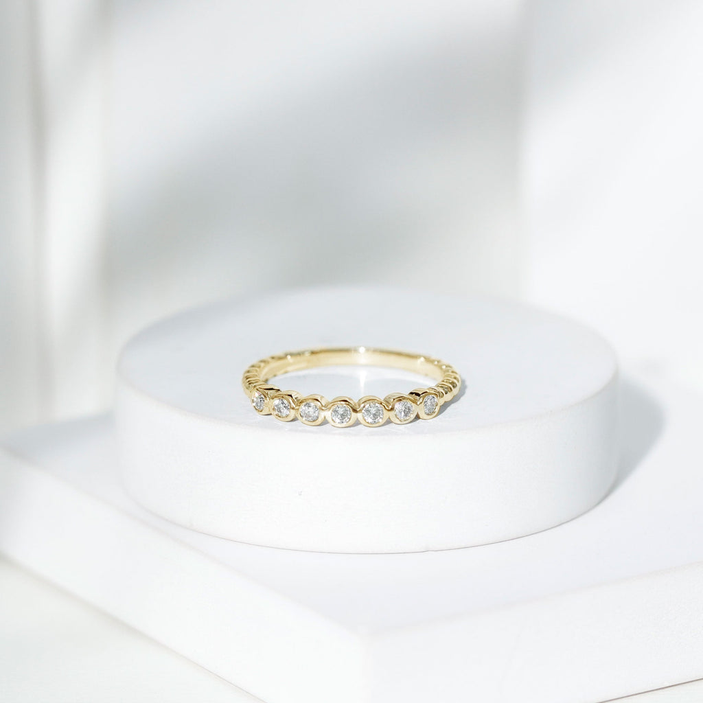 Bezel Set Round Diamond Half Eternity Ring