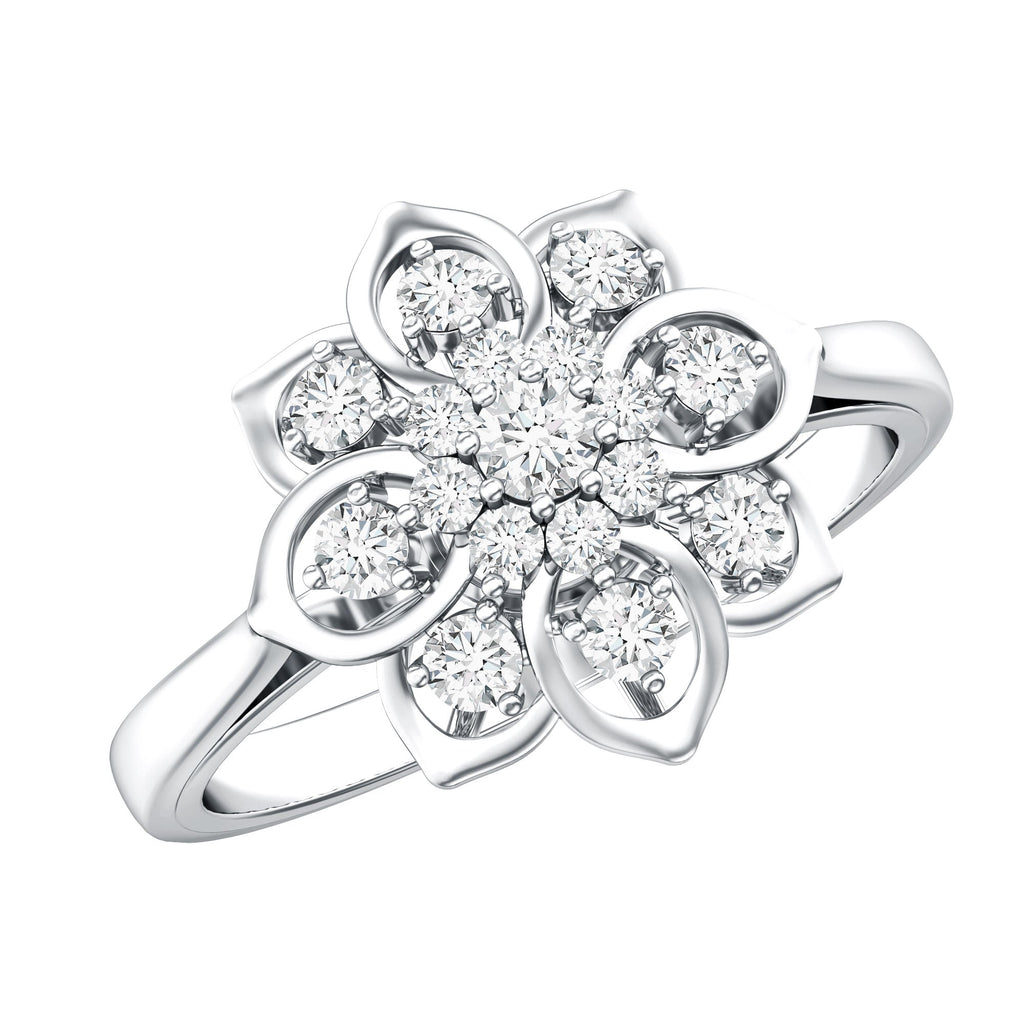 Certified Natural Diamond Flower Engagement Ring
