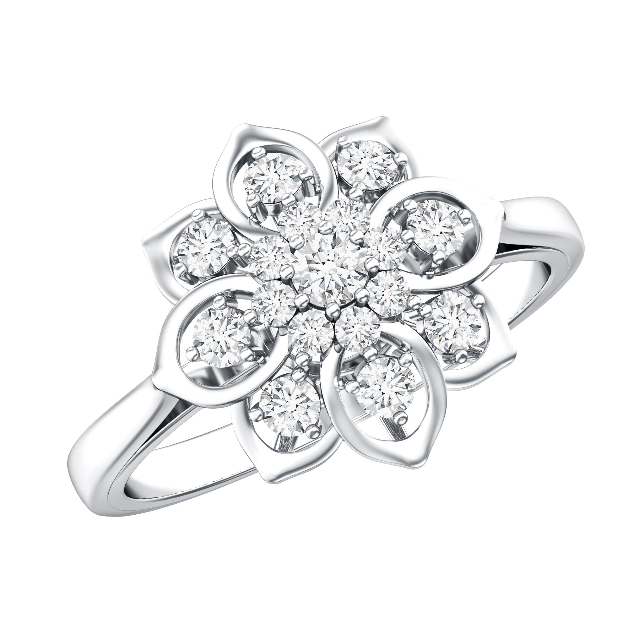 Certified Natural Diamond Flower Engagement Ring