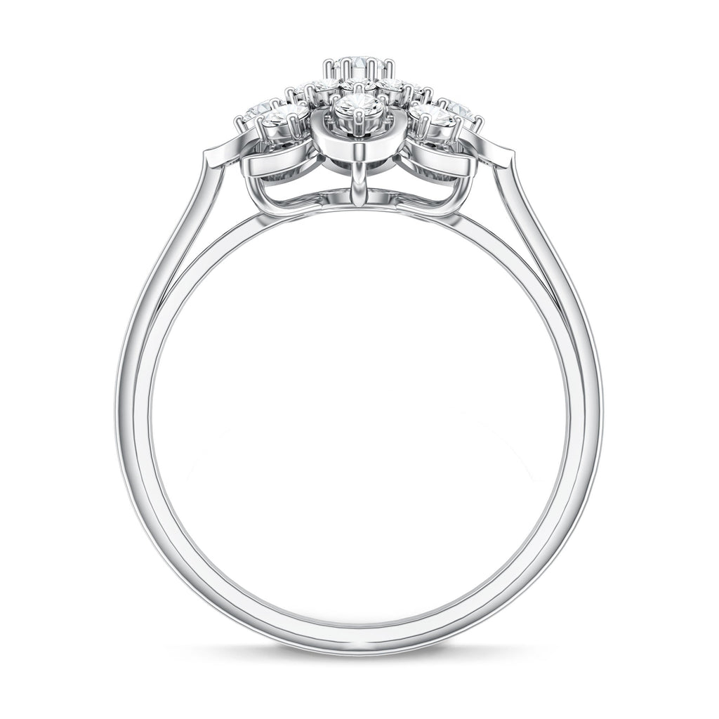 Certified Natural Diamond Flower Engagement Ring
