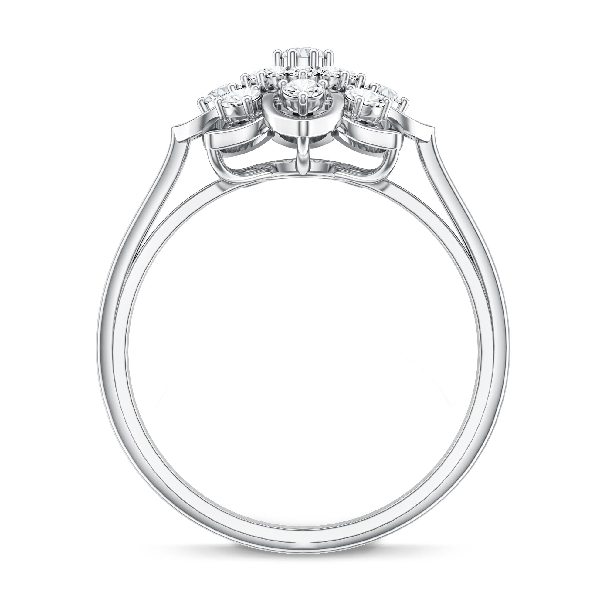 Certified Natural Diamond Flower Engagement Ring