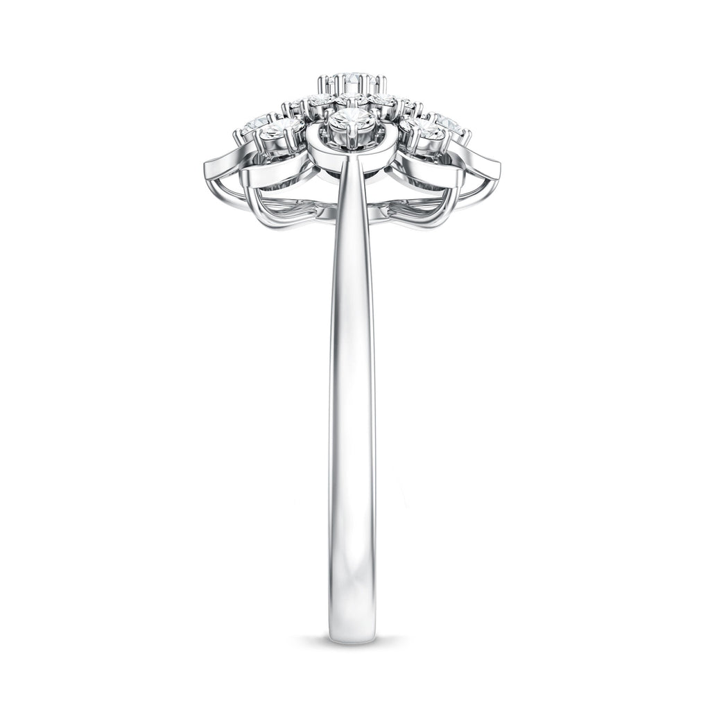 Certified Natural Diamond Flower Engagement Ring