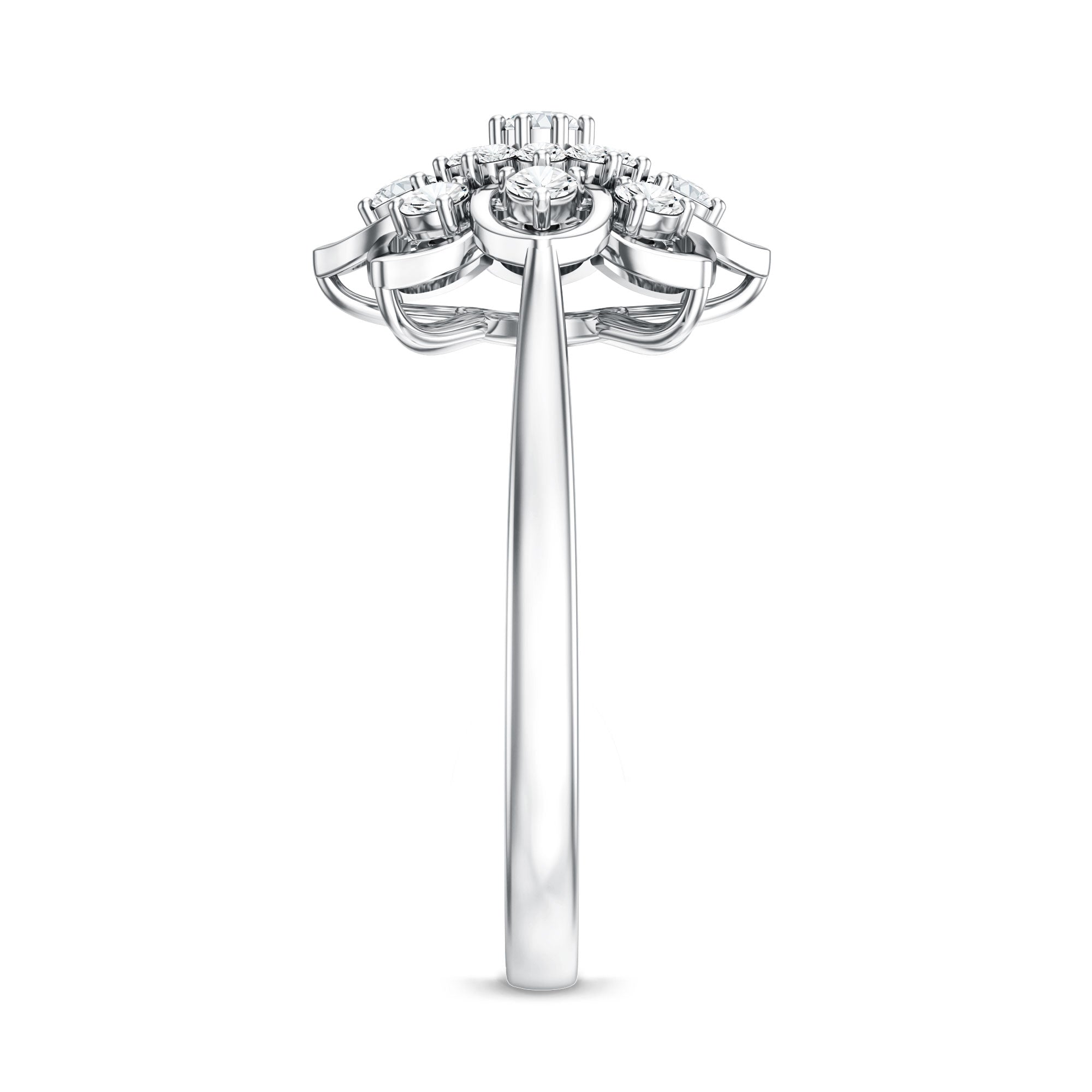 Certified Natural Diamond Flower Engagement Ring