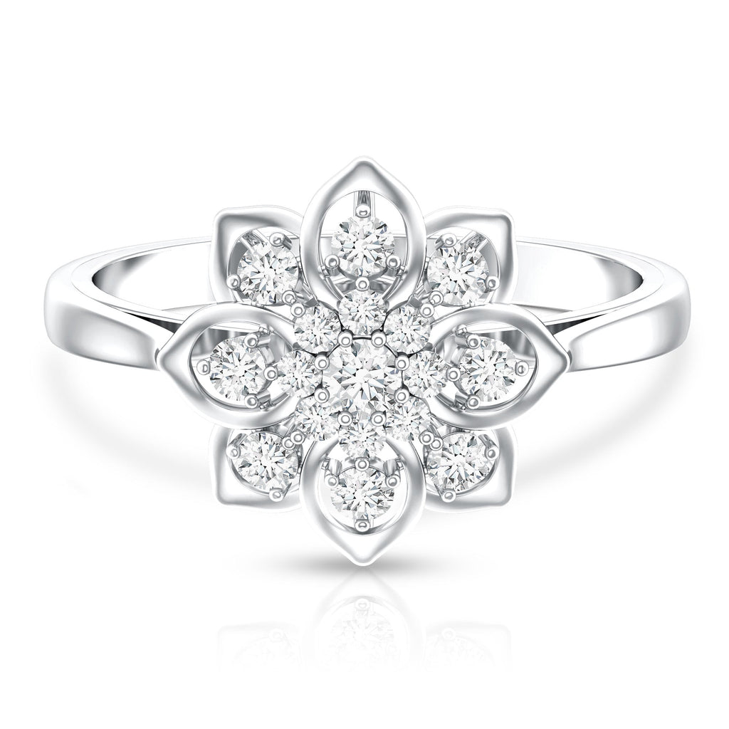 Certified Natural Diamond Flower Engagement Ring