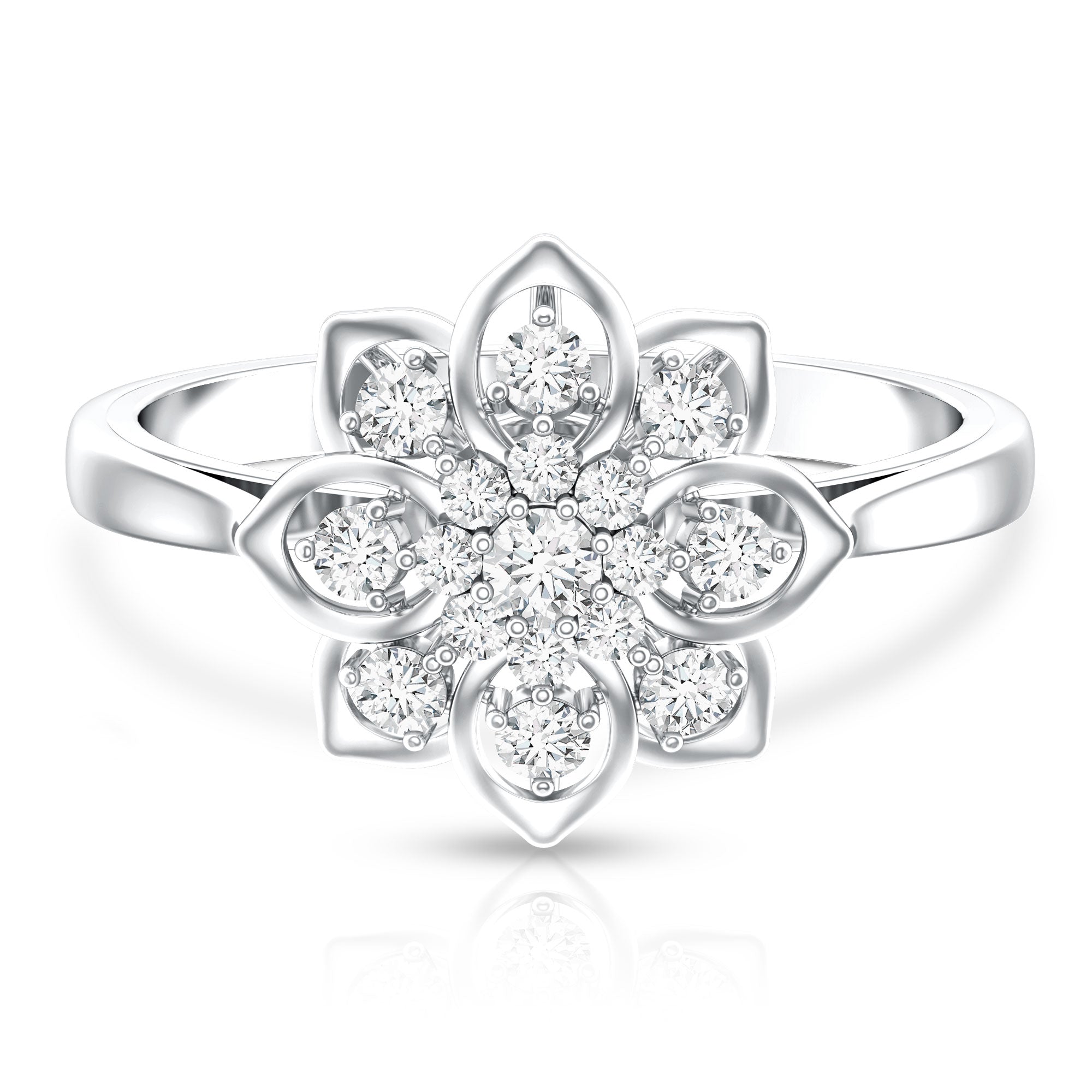 Certified Natural Diamond Flower Engagement Ring