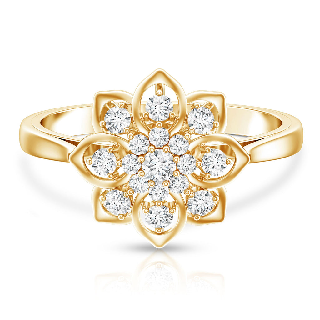 Certified Natural Diamond Flower Engagement Ring