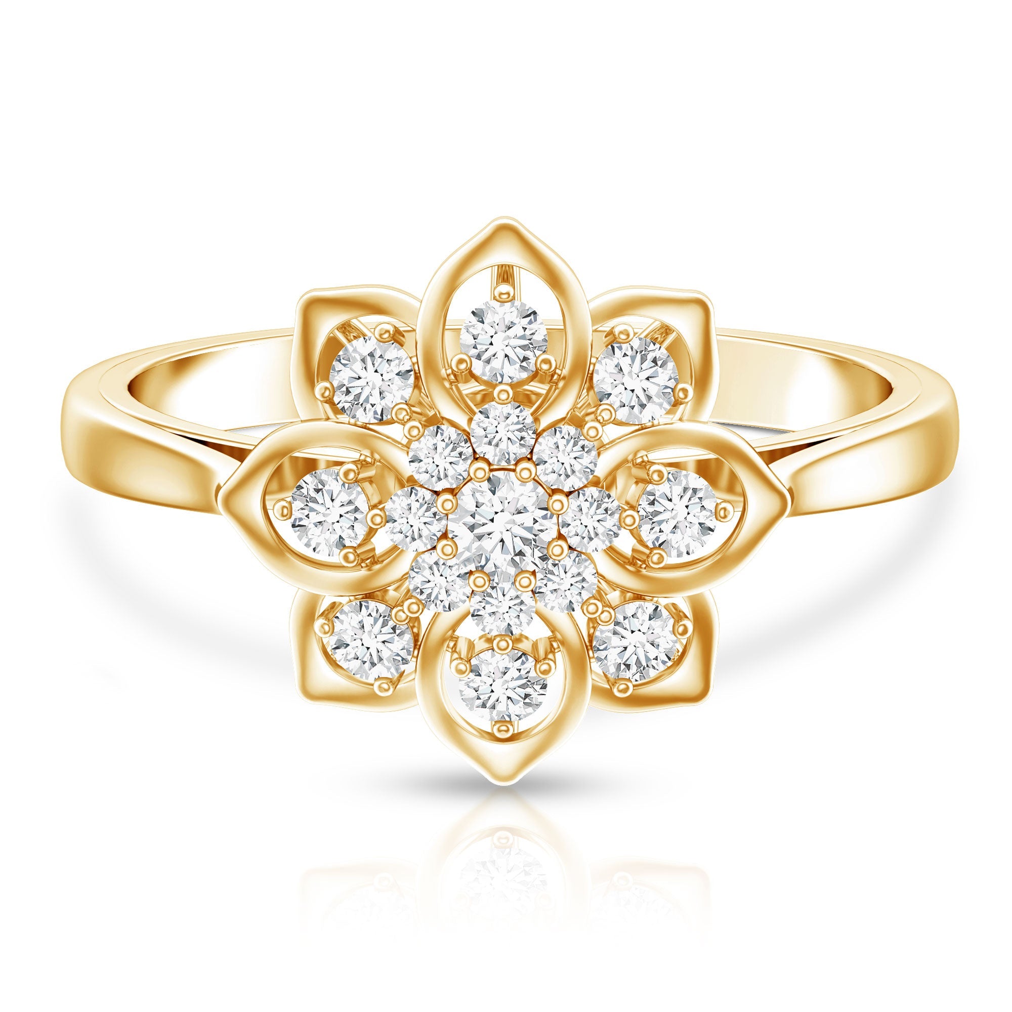 Certified Natural Diamond Flower Engagement Ring