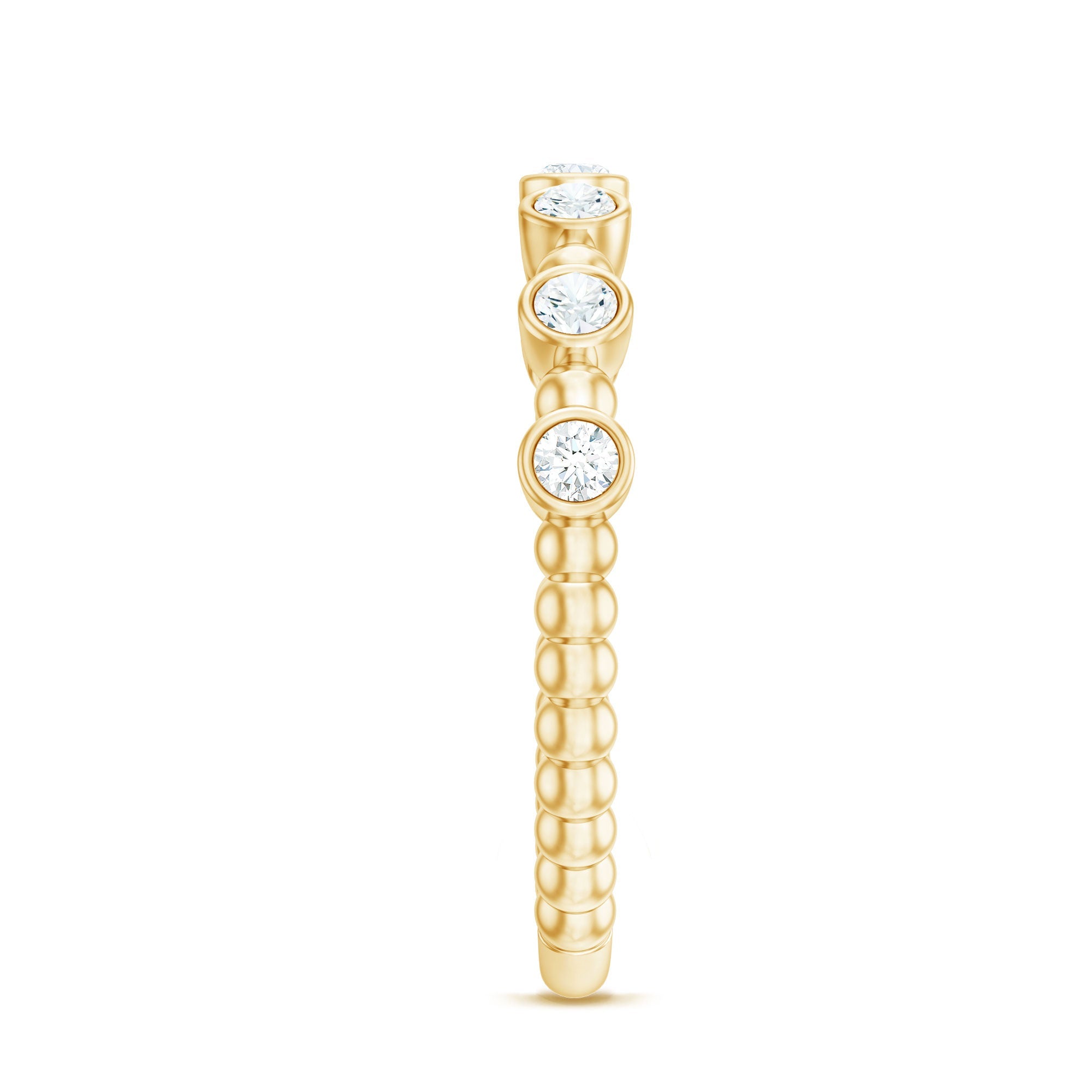 Real Diamond Stackable Eternity Ring with Beaded Details