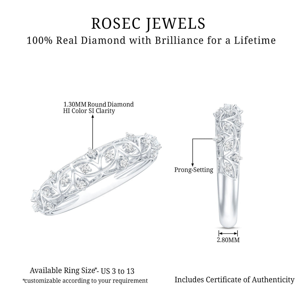 Certified Diamond Filigree Wedding Band for Women