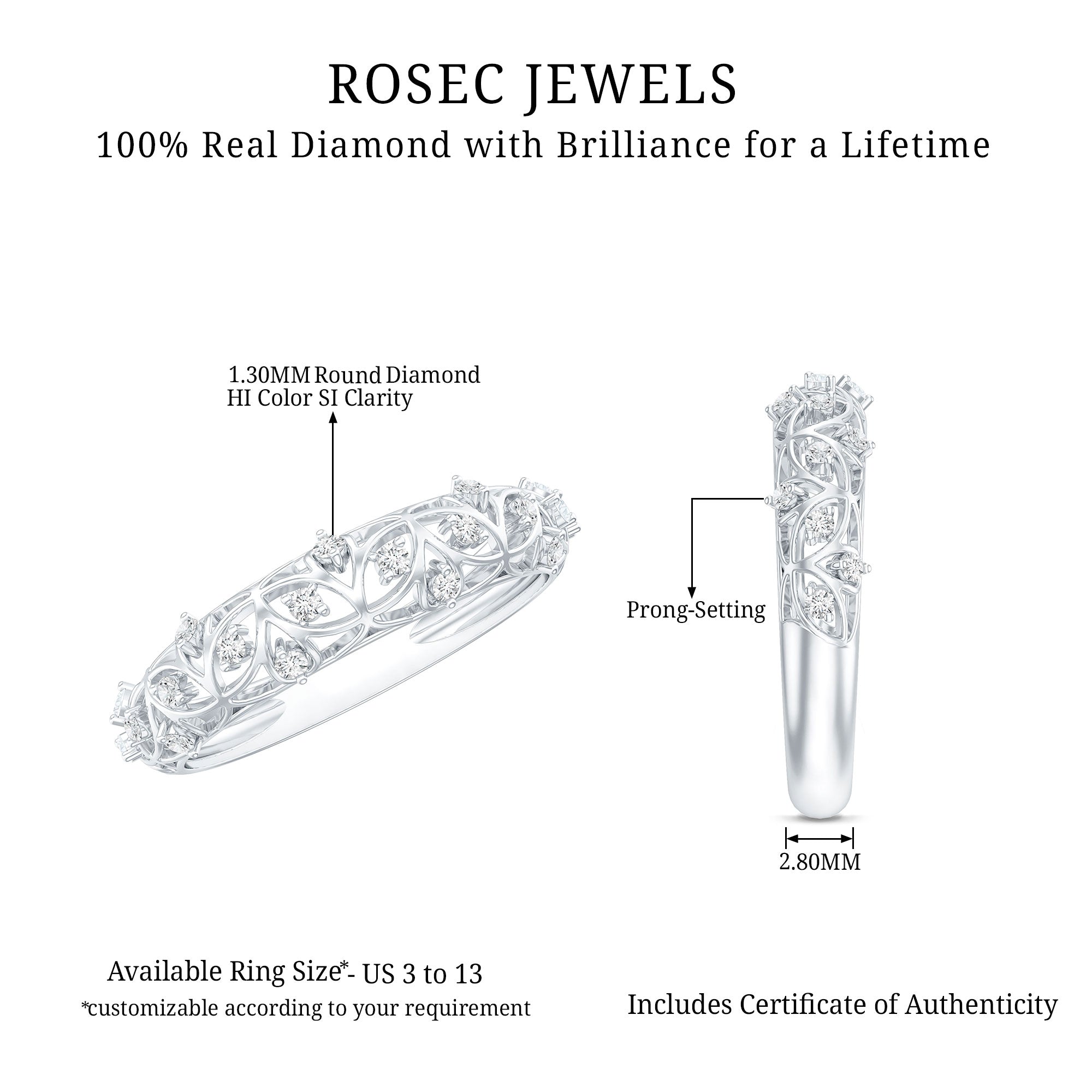 Certified Diamond Filigree Wedding Band for Women
