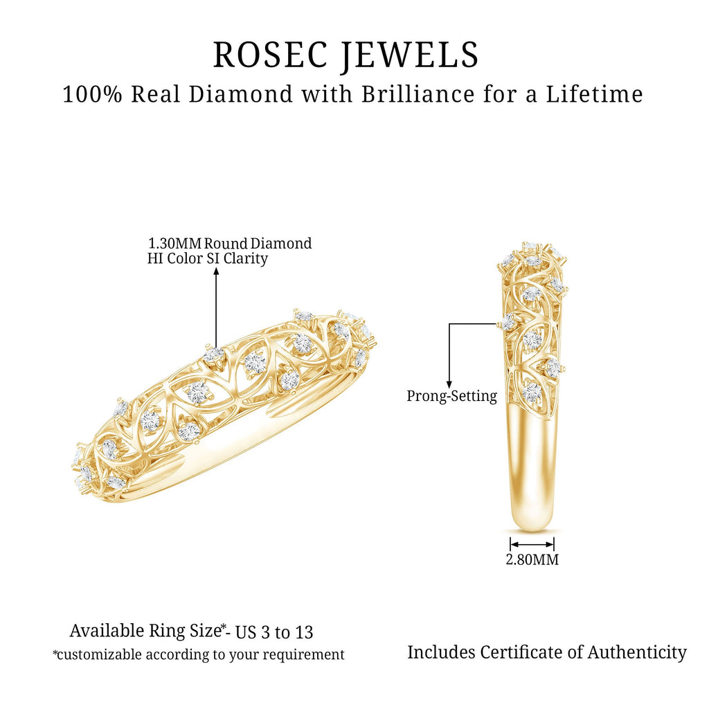 Certified Diamond Filigree Wedding Band for Women