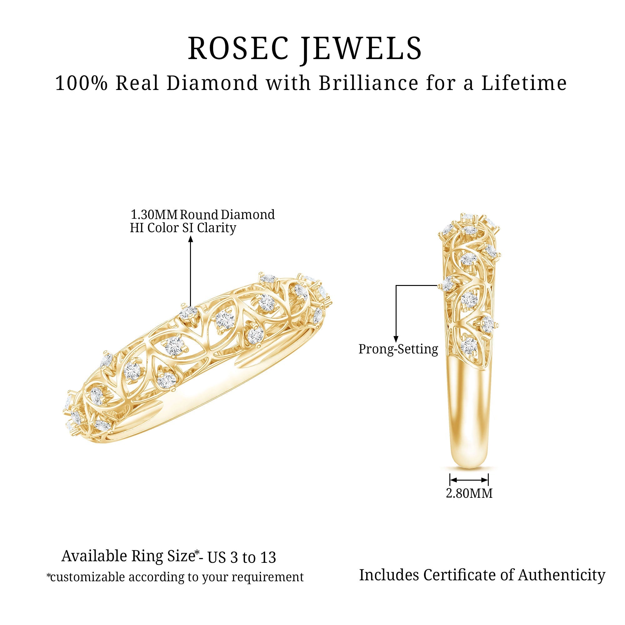 Certified Diamond Filigree Wedding Band for Women