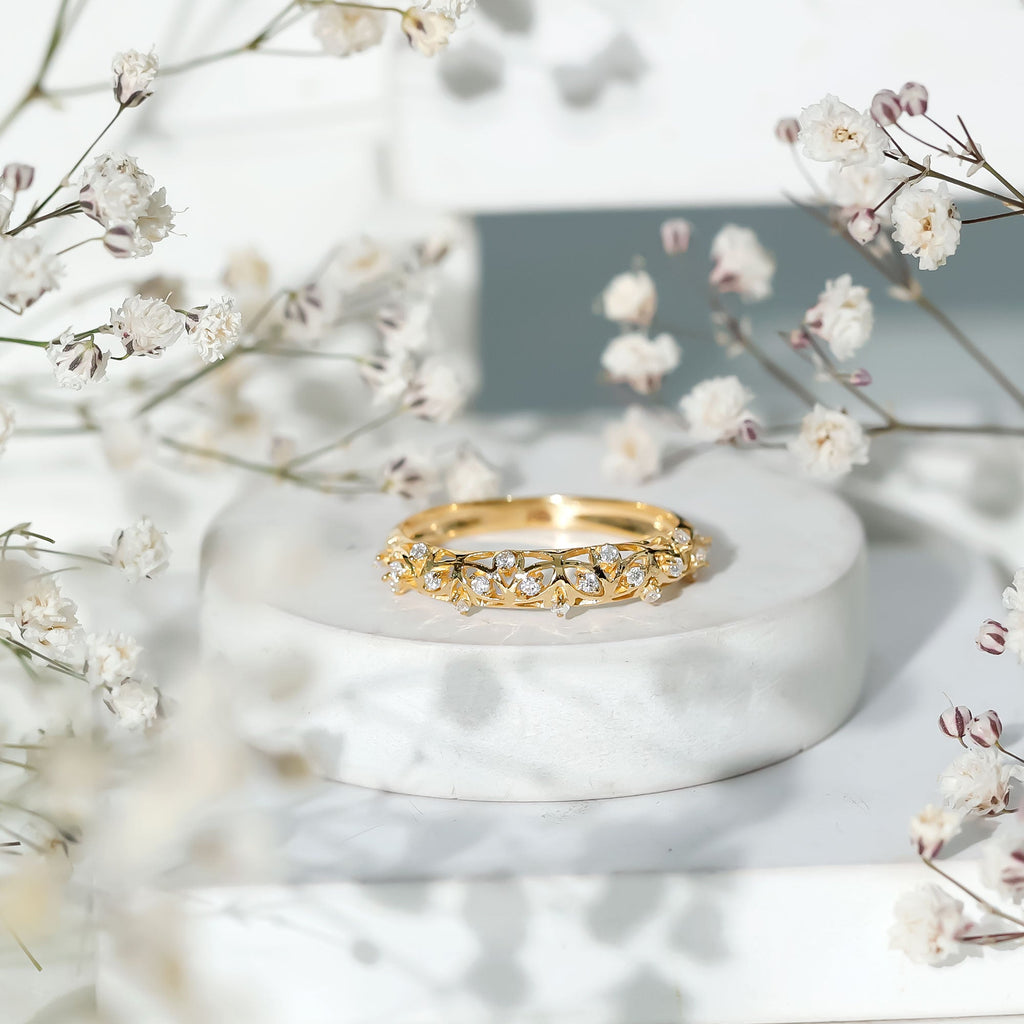 Certified Diamond Filigree Wedding Band for Women