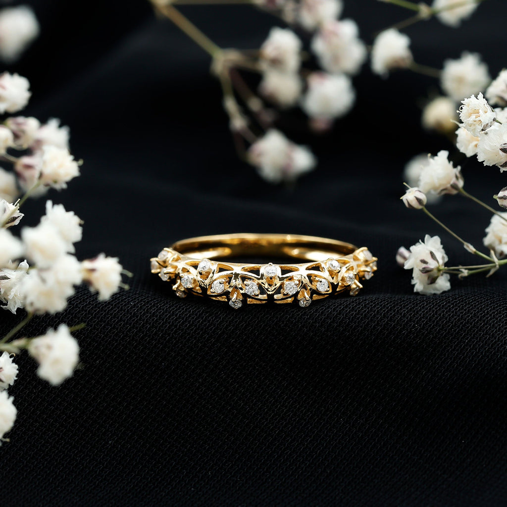Certified Diamond Filigree Wedding Band for Women