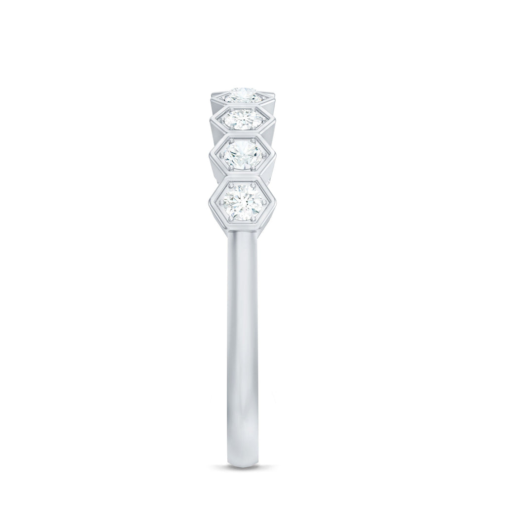 Real Diamond Hexagon Half Eternity Ring for Women