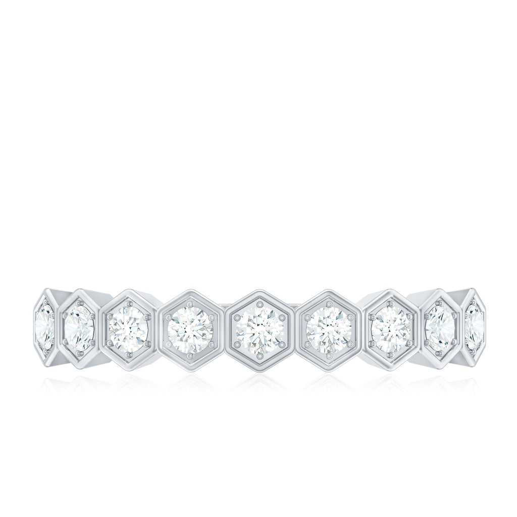Real Diamond Hexagon Half Eternity Ring for Women