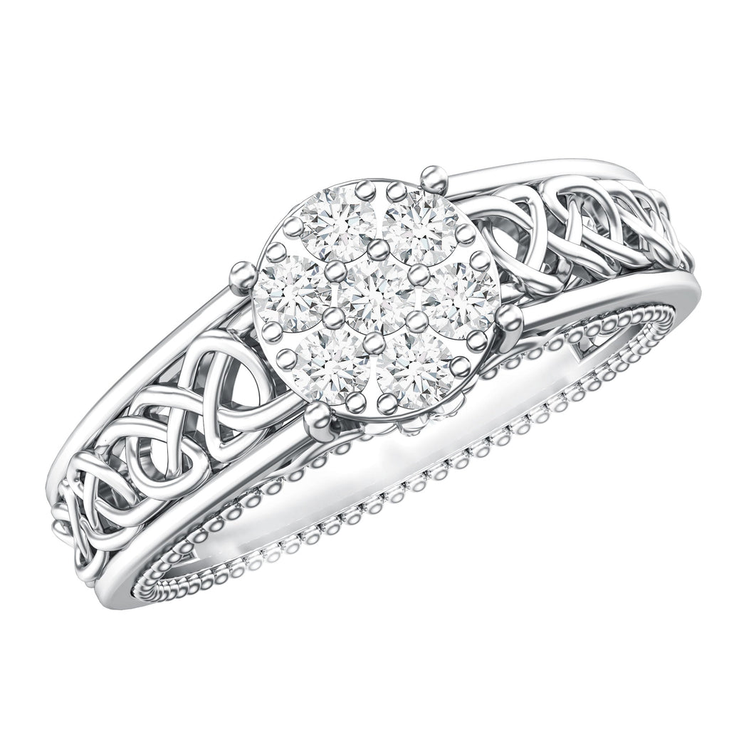 Illusion Real Diamond Celtic Knot Band Ring for Women