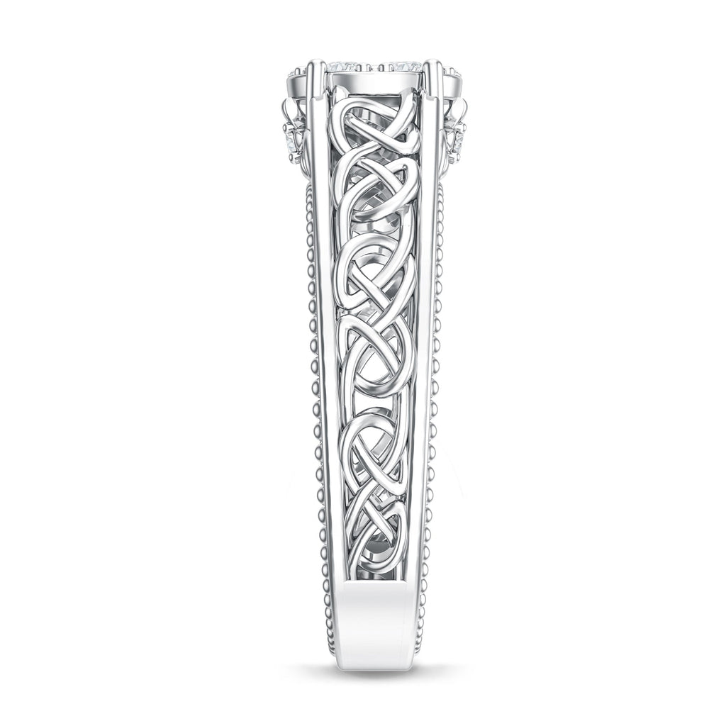 Illusion Real Diamond Celtic Knot Band Ring for Women
