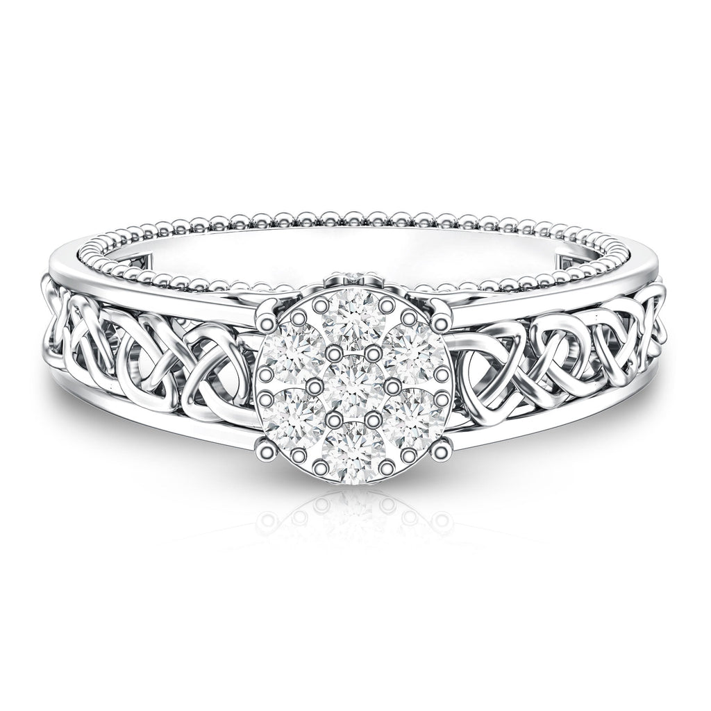 Illusion Real Diamond Celtic Knot Band Ring for Women