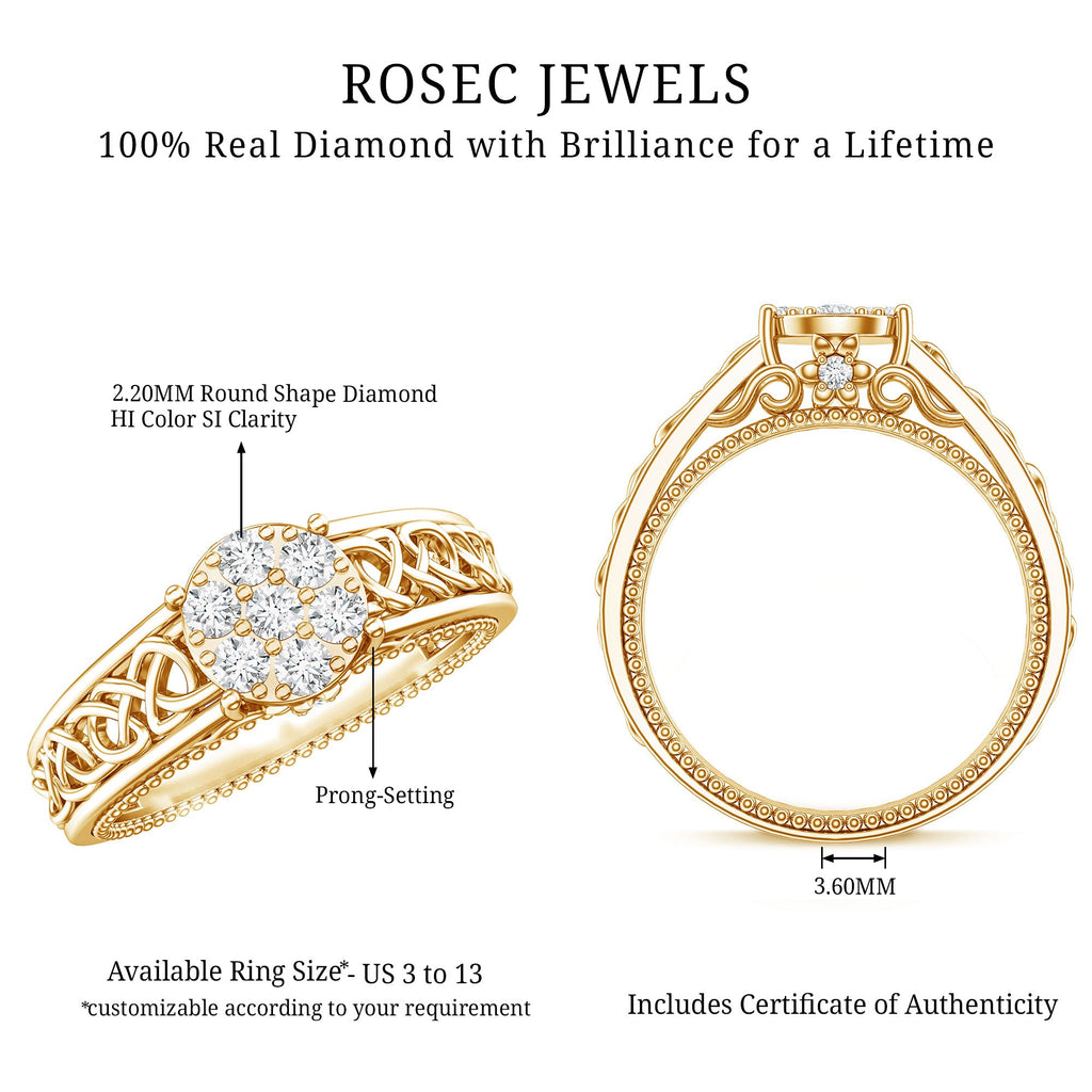 Illusion Real Diamond Celtic Knot Band Ring for Women