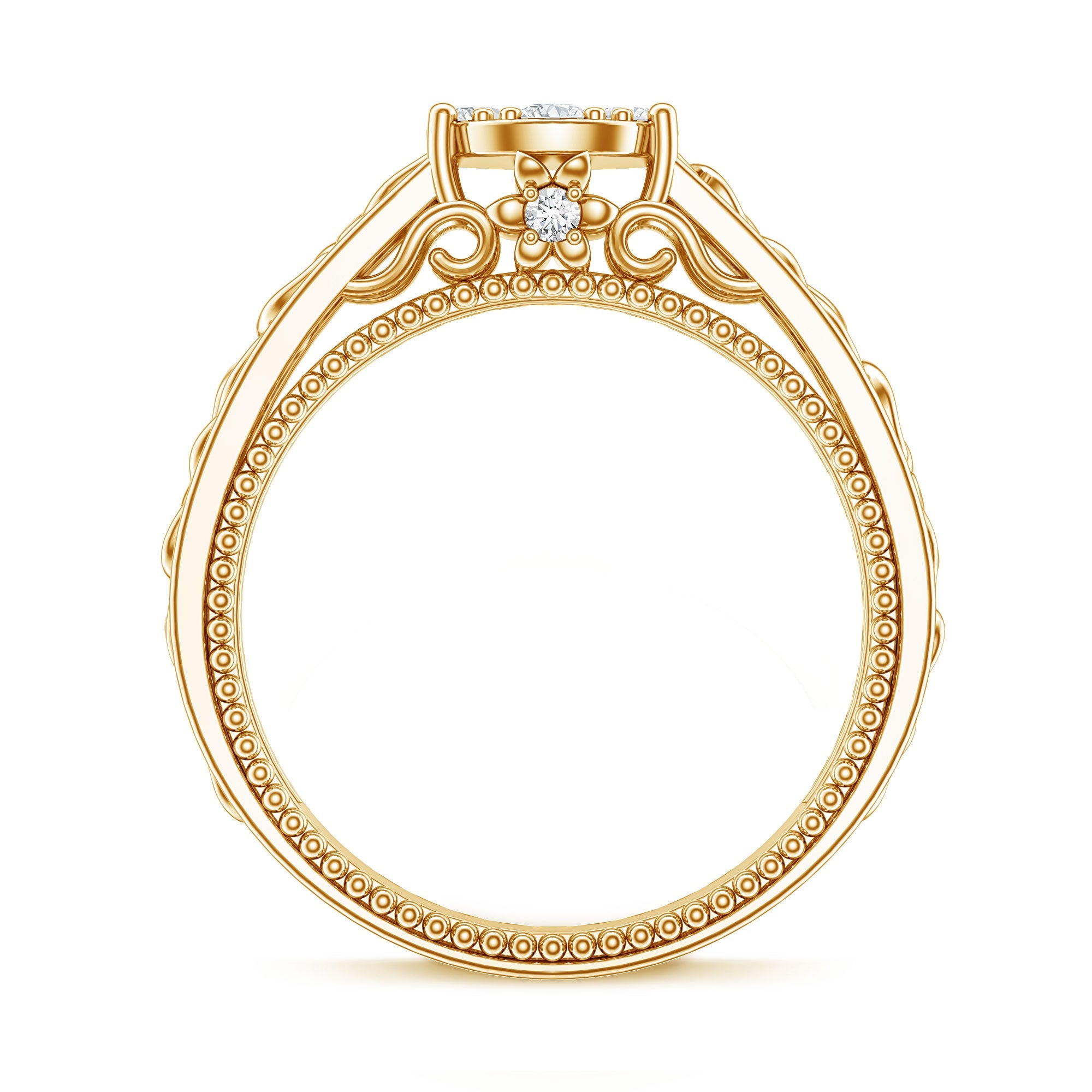 Illusion Real Diamond Celtic Knot Band Ring for Women
