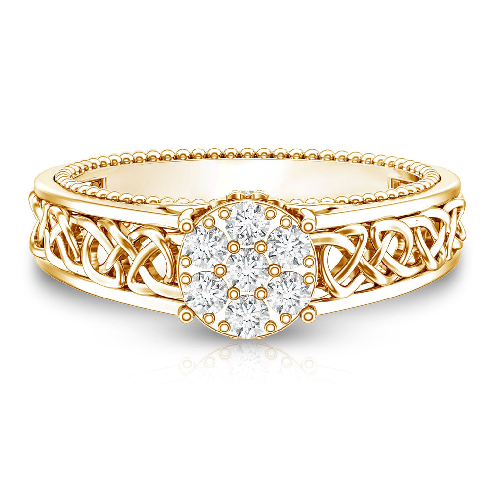 Illusion Real Diamond Celtic Knot Band Ring for Women
