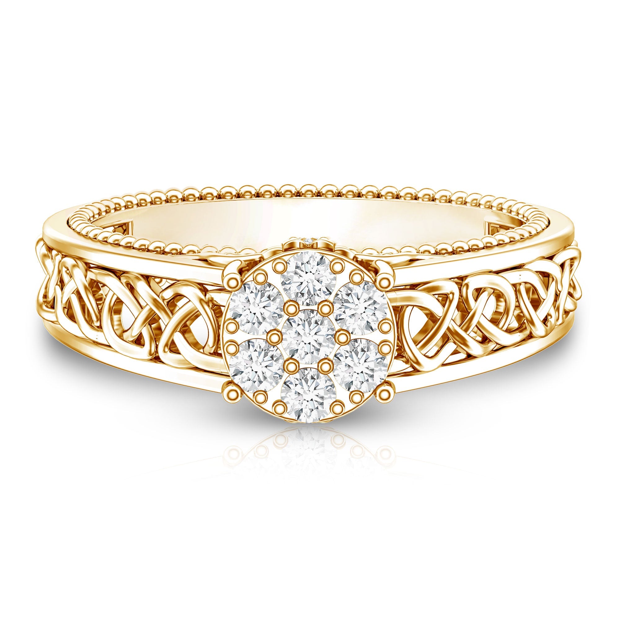 Illusion Real Diamond Celtic Knot Band Ring for Women