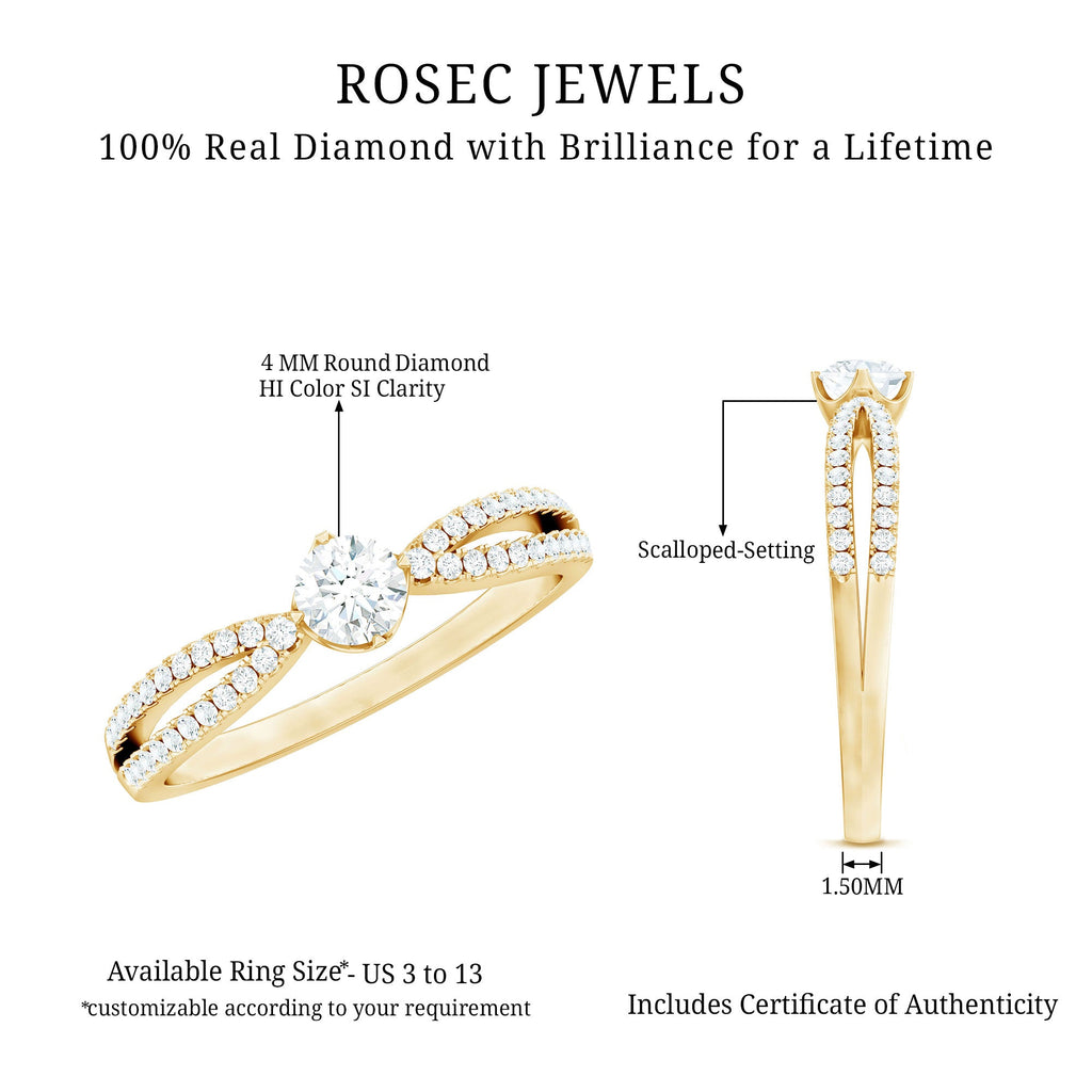 Diamond Solitaire Engagement Ring With Split Shank