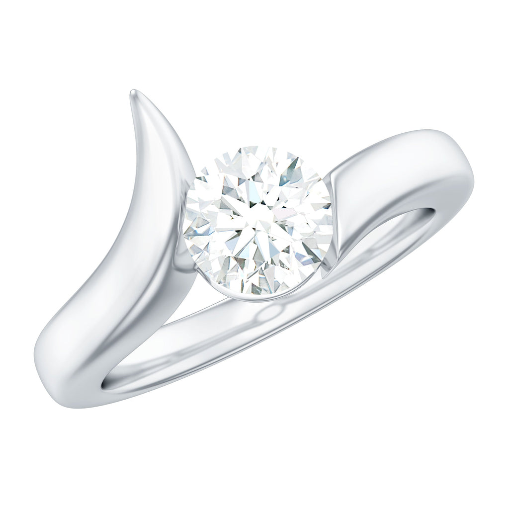 Brilliant Cut Moissanite Engagement Ring in Tension Setting