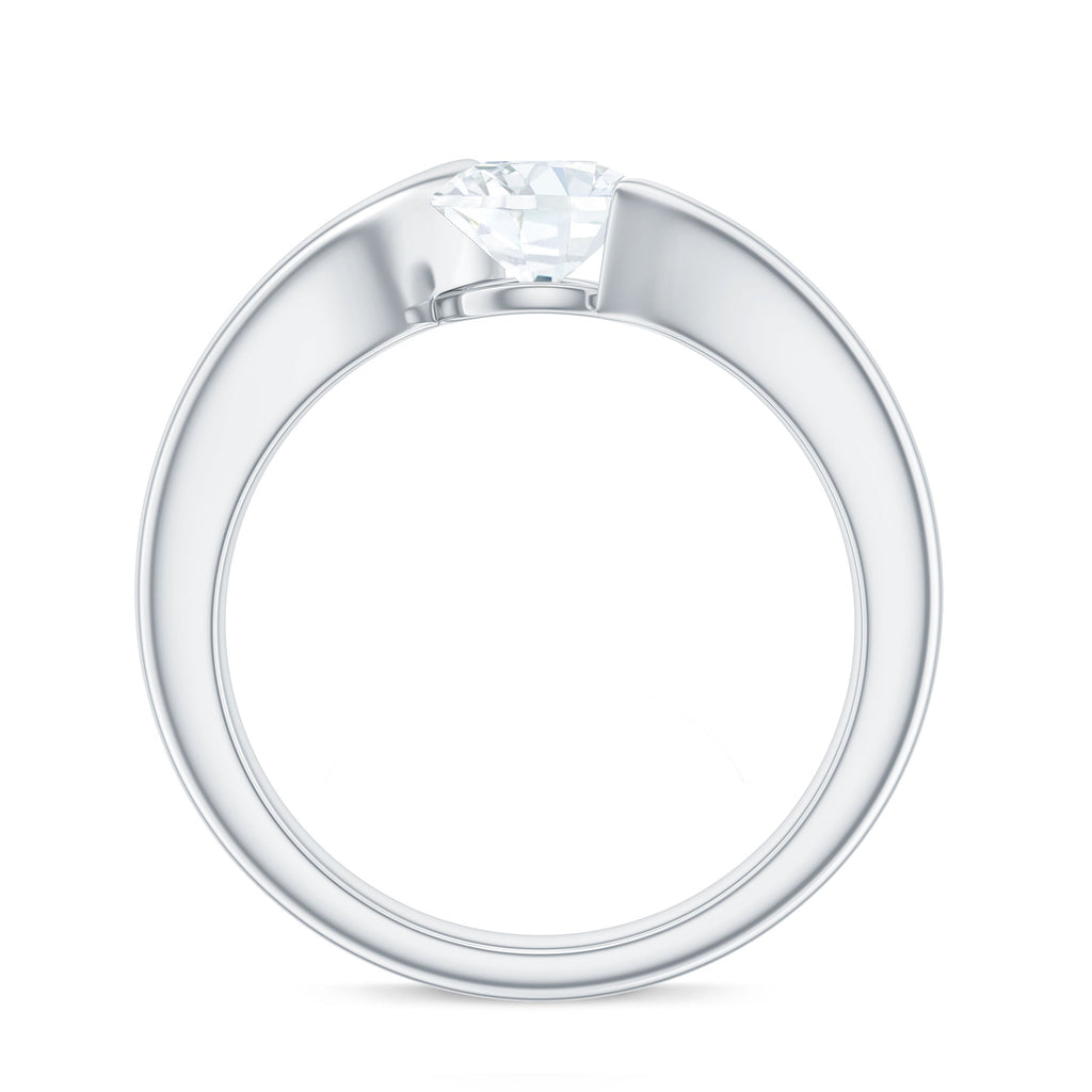 Brilliant Cut Moissanite Engagement Ring in Tension Setting